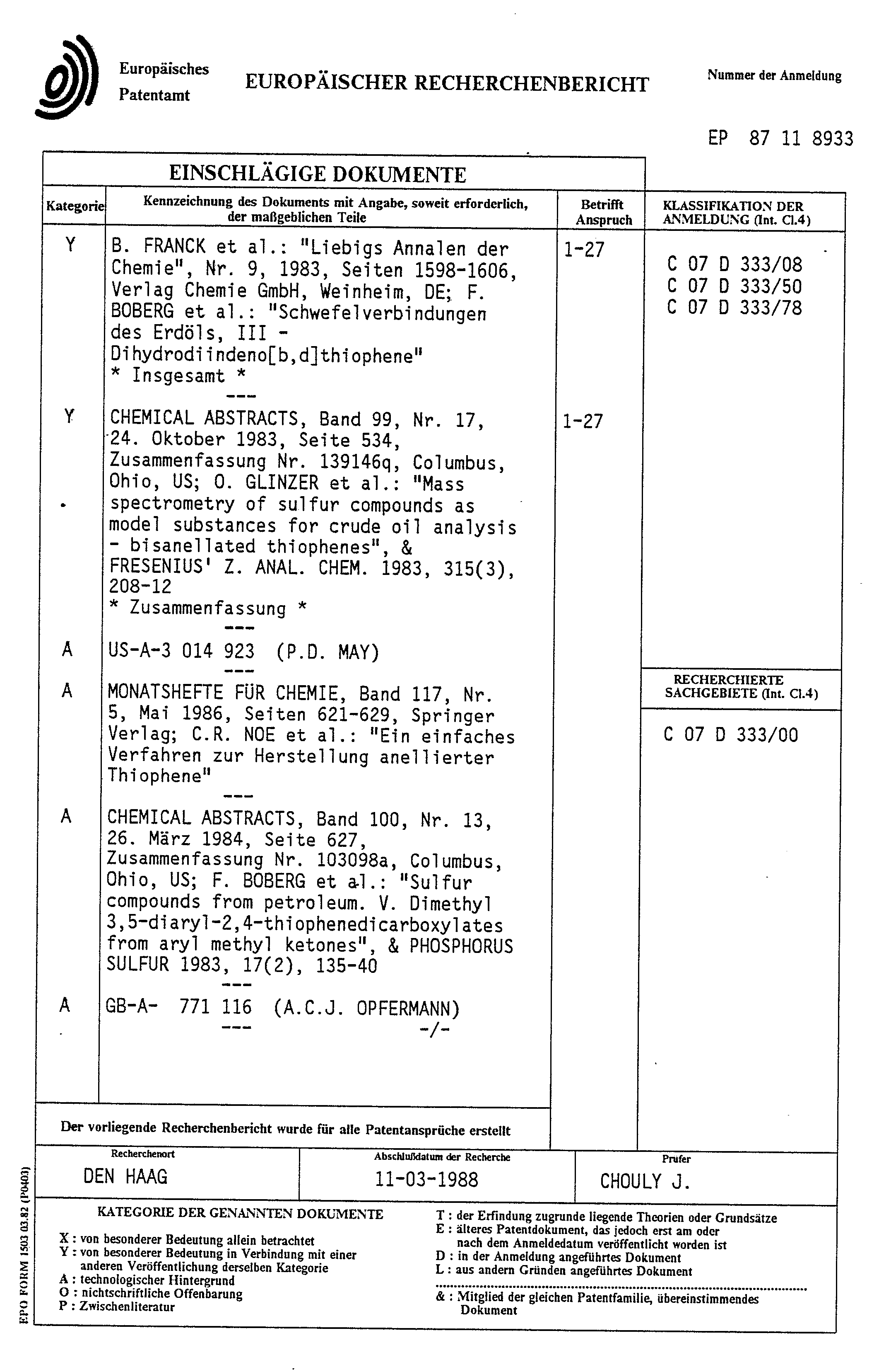 Patent Ep0275524a1 Verfahren Zur Herstellung Von Thiophenen Aus Patent Ep0275524a1 Verfahren Zur Herstellung Von Thiophenen Aus
