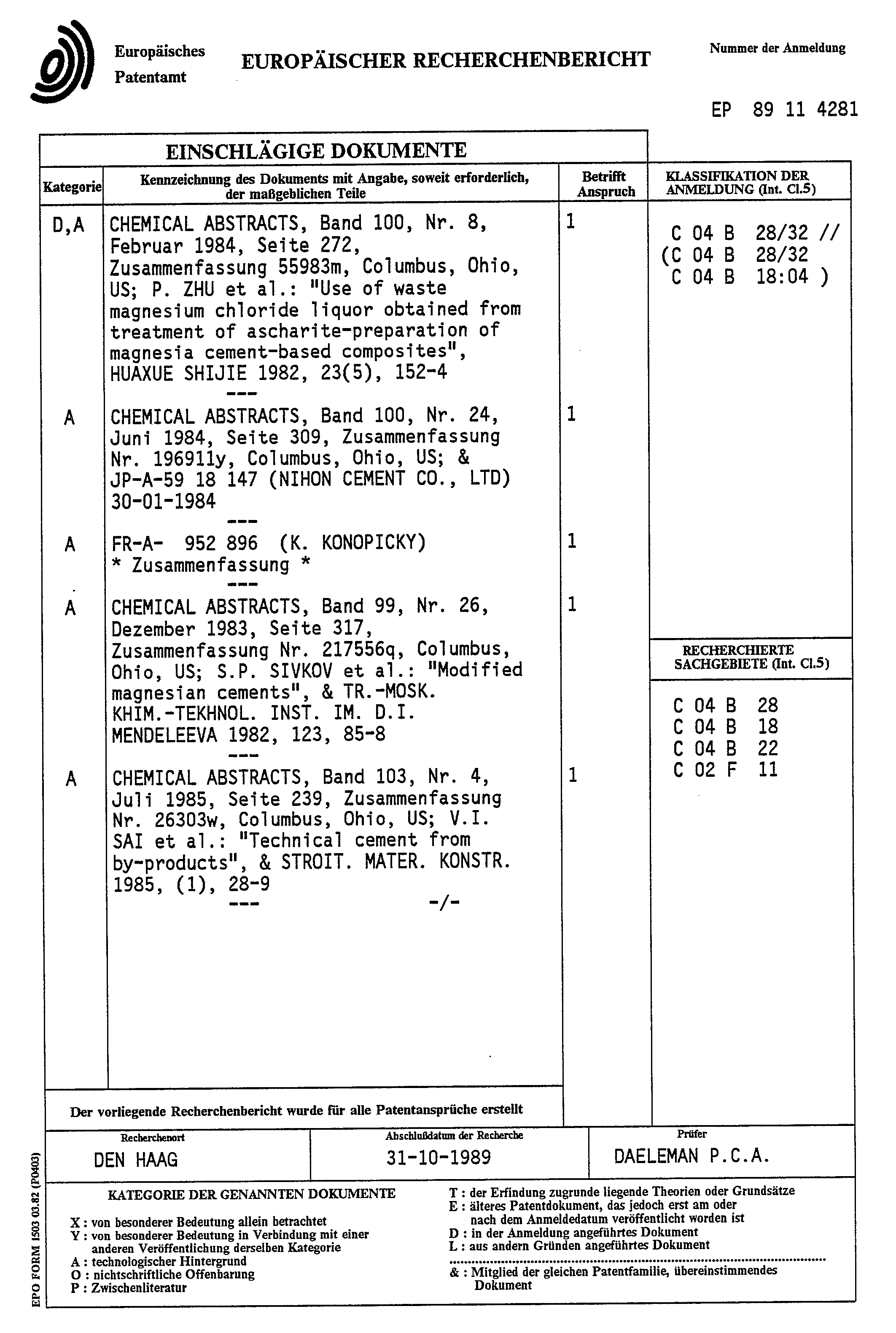Patent Ep0355507a1 Proc D Pour Solidifier Des Concentr S D Eaux Patent Ep0355507a1 Proc D Pour Solidifier Des Concentr S D Eaux
