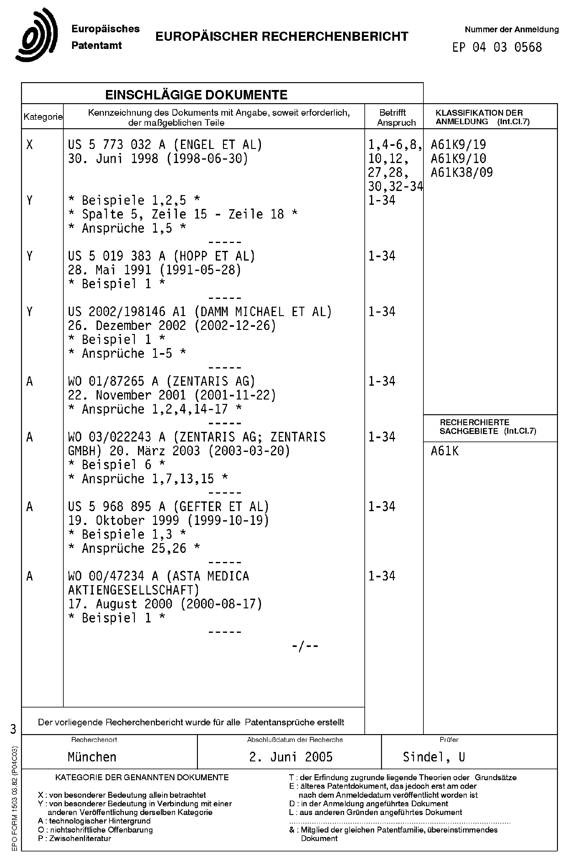 Patent EP1674082A1 - Process for the manufacture of Patent EP1674082A1 - Process for the manufacture of