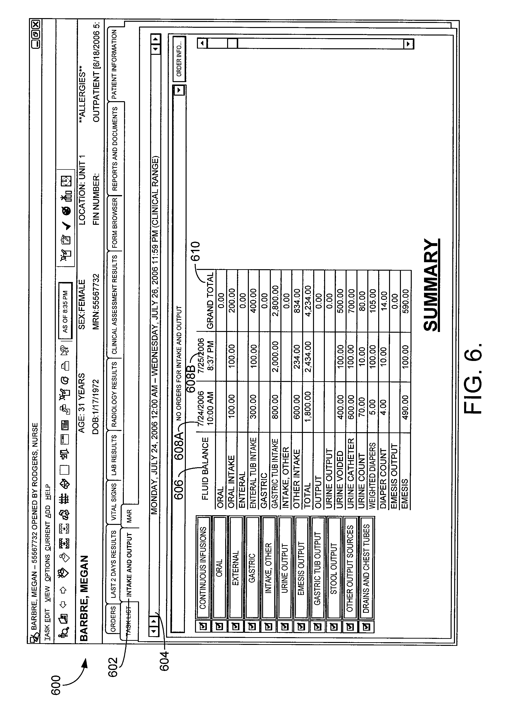 intake and output chart