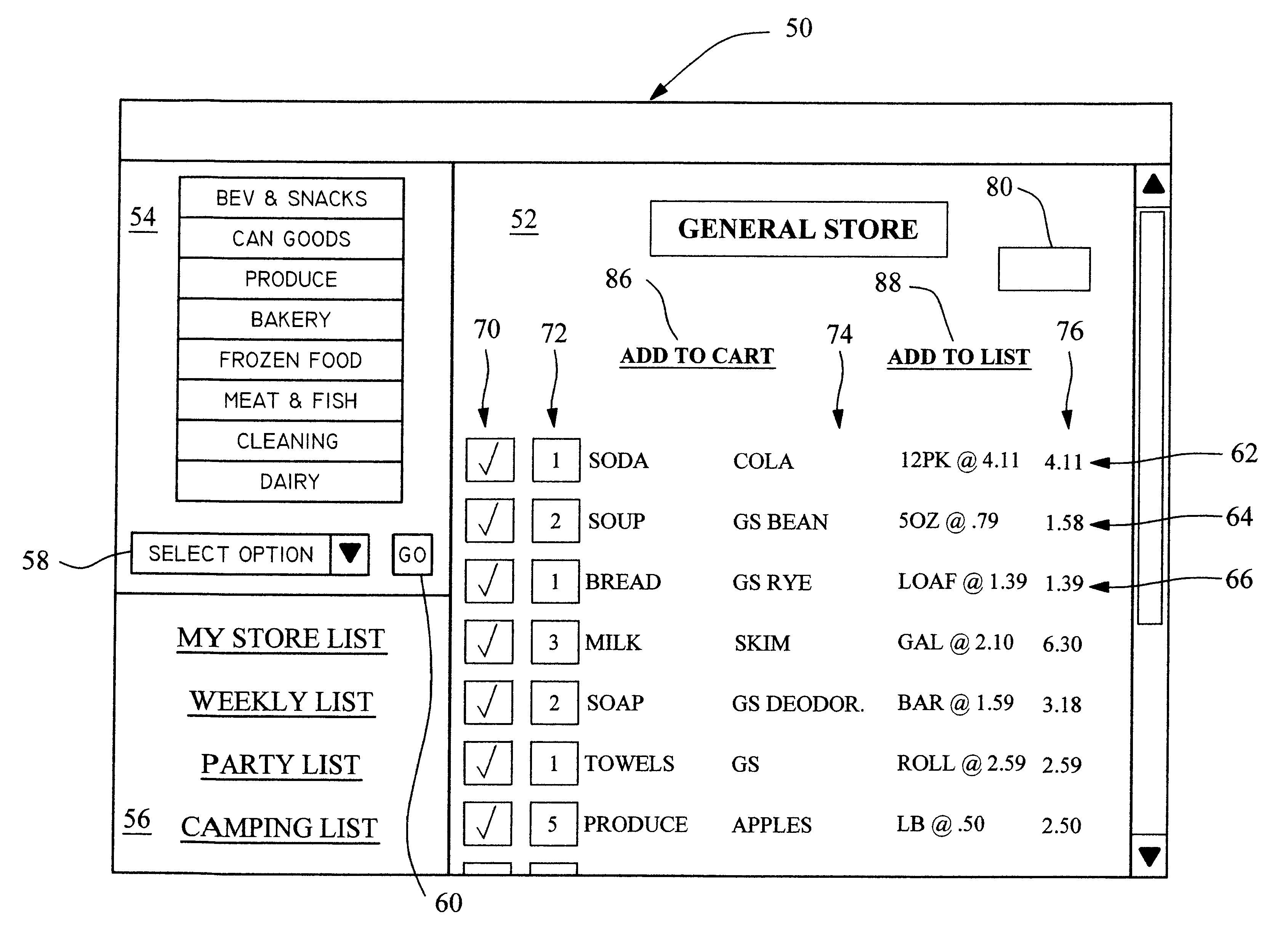 electronic grocery list