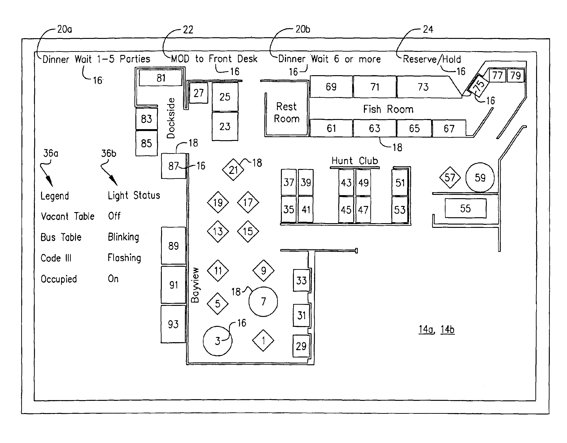 Patent Us6980088 Restaurant Table Turn System Network Google Patents Restaurant Dining Room Layout Template