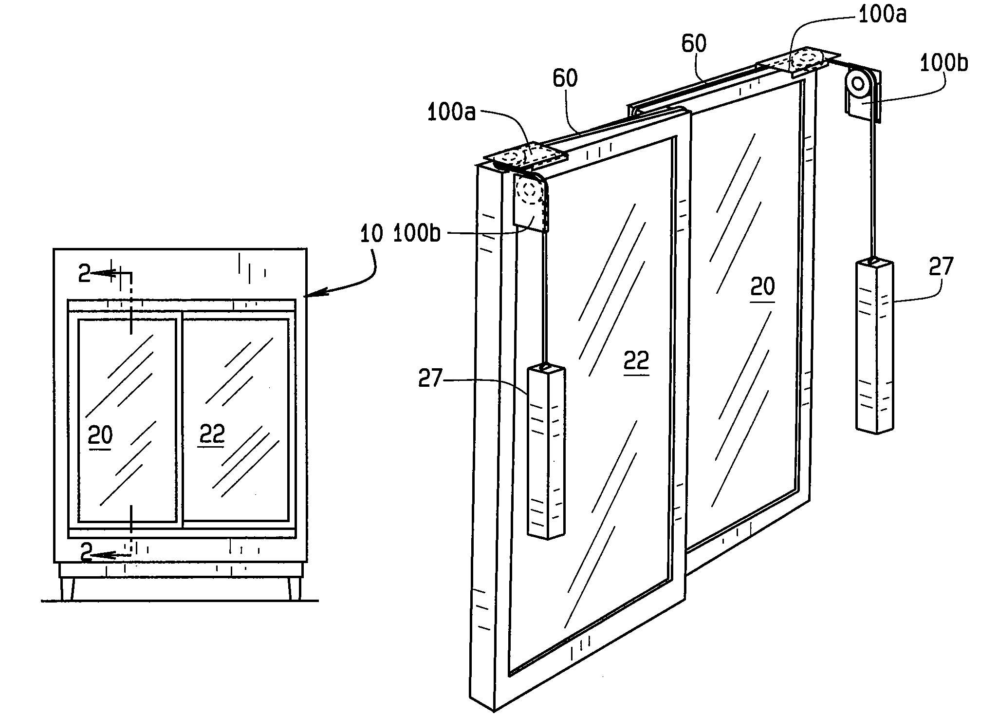Hafele Vertical Sliding Door Systems Pivot Patent Us7686405 Self Closing Sliding Door Assembly