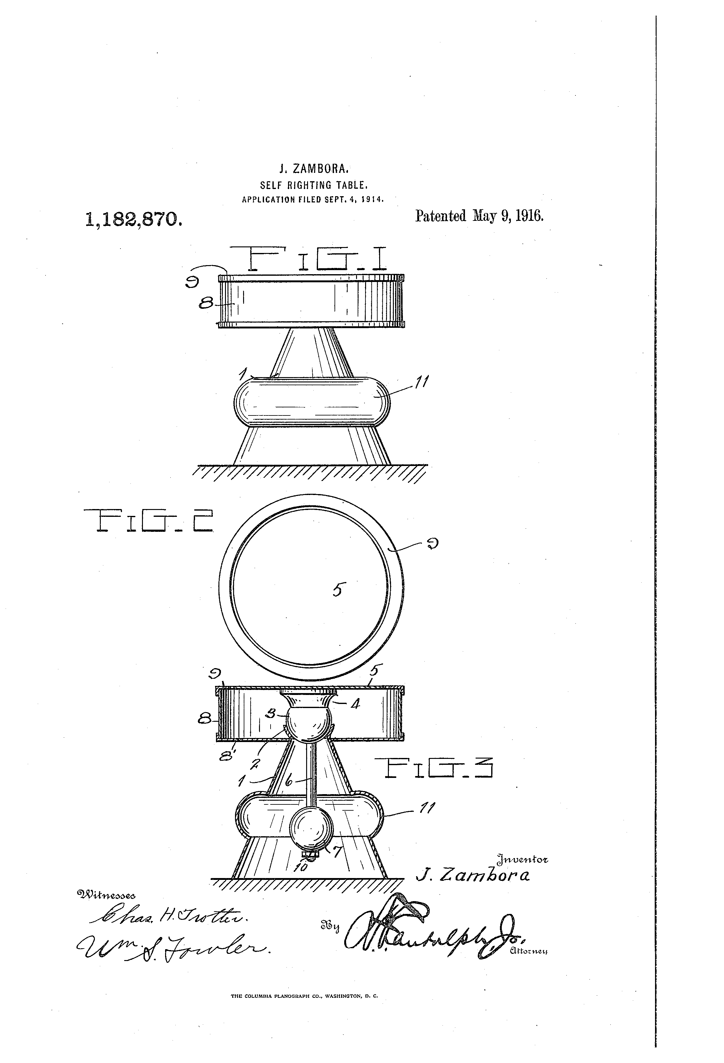 Worksheets J Righting patent us1182870 self righting table google patents drawing