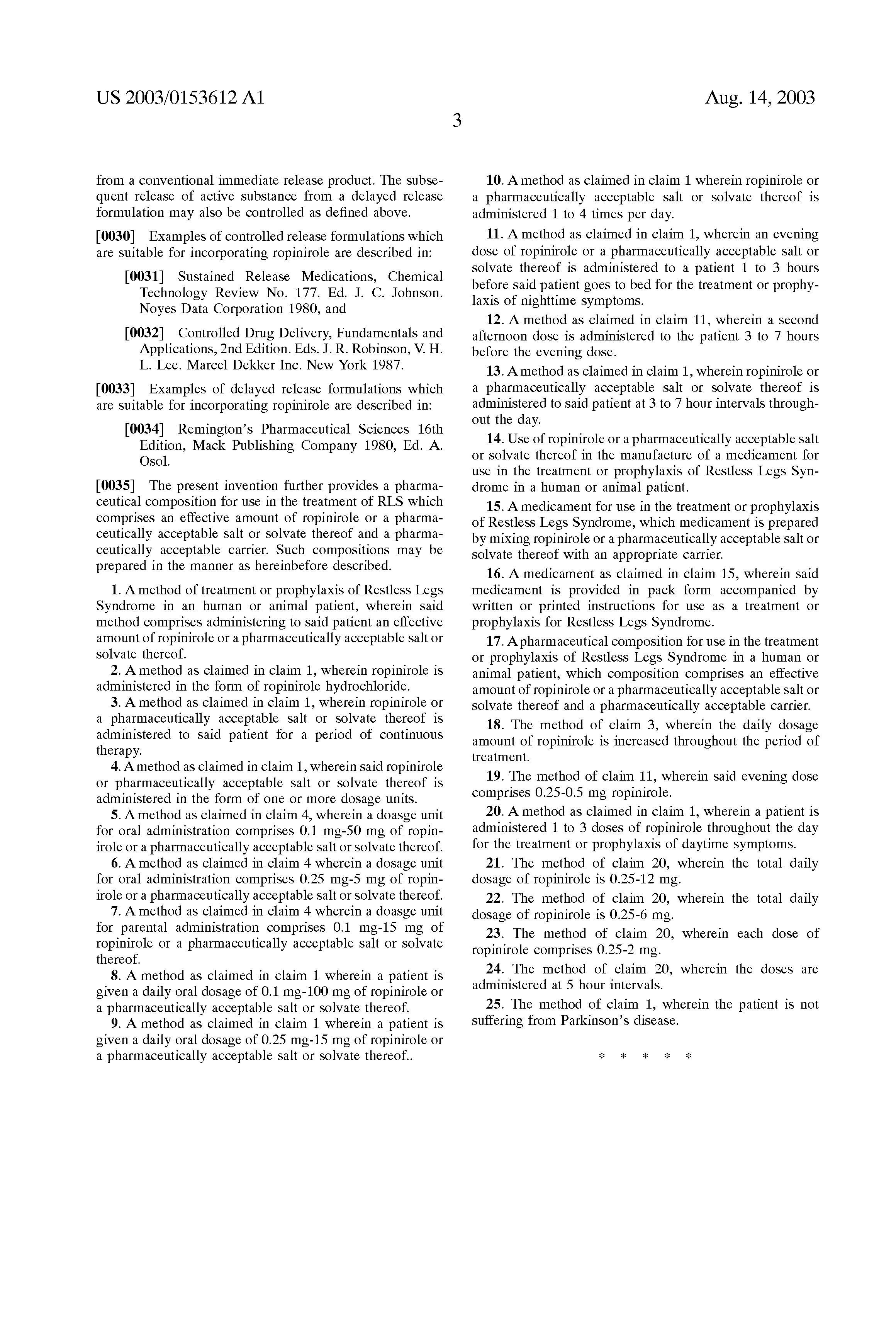 Ropinirole For Restless Legs Syndrome