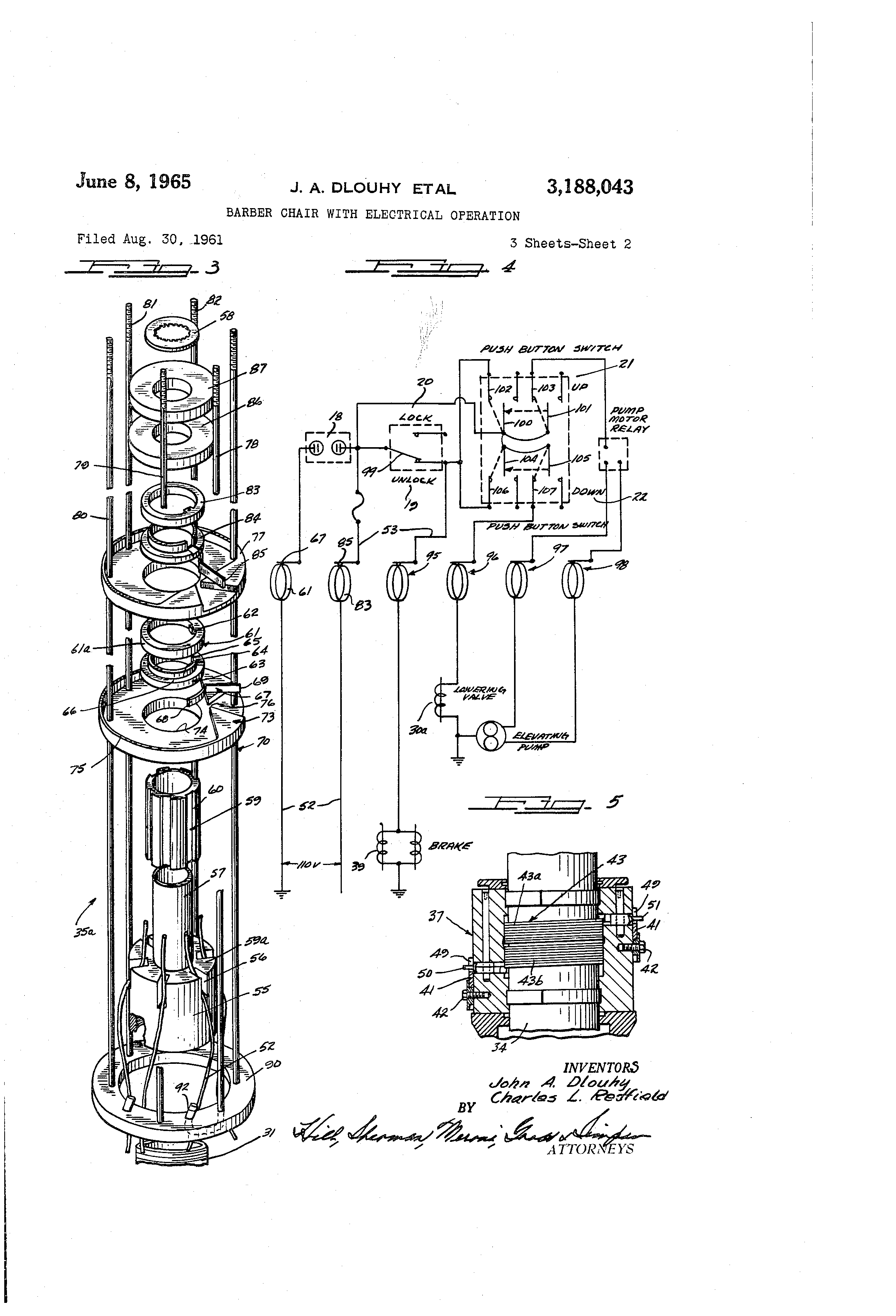 Patent US3188043 - Barber chair with electrical operation - Google Patents