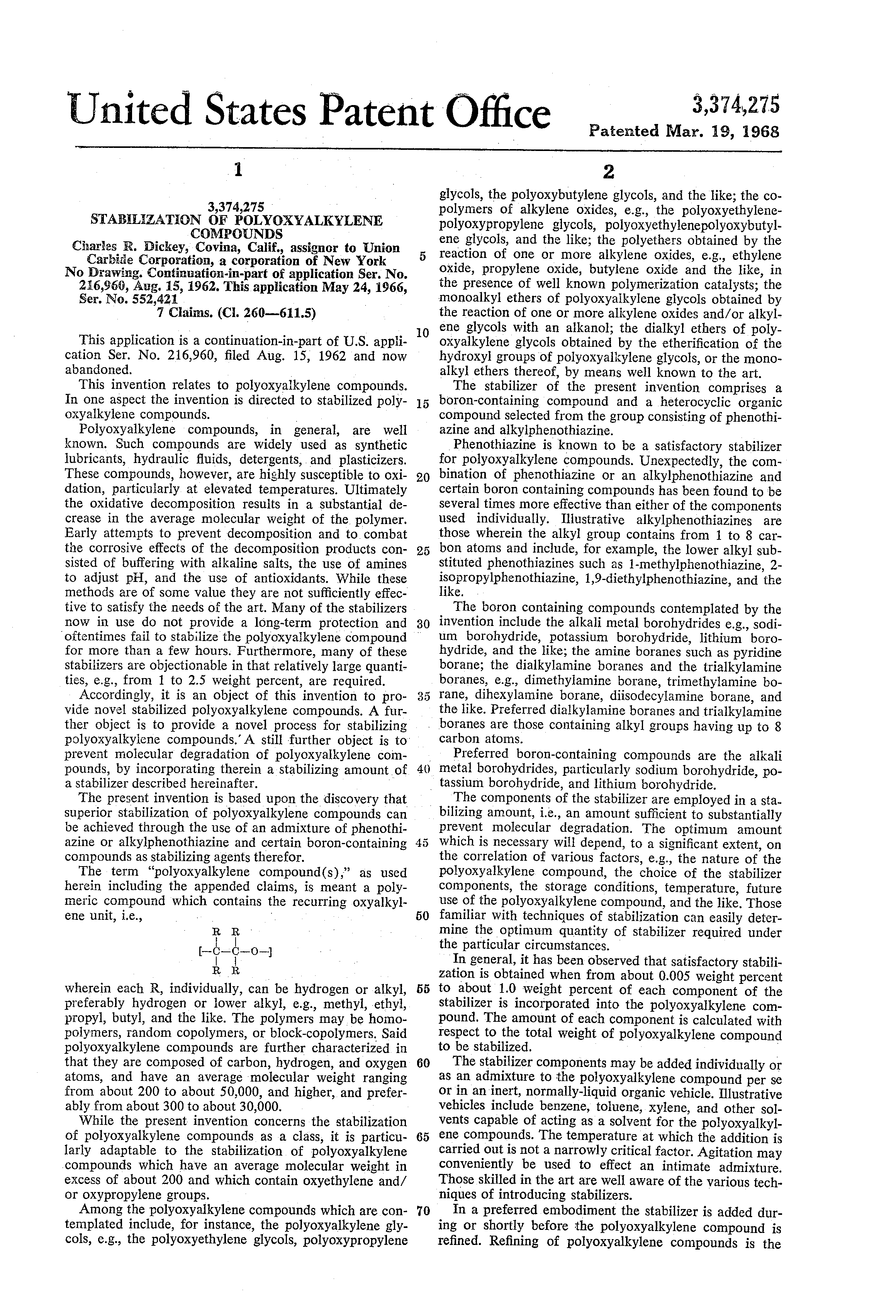 google office uns card patent drawing brevet us3374275 stabilization of polyoxyalkylene compounds google office uns card patent drawing brevet us3374275 stabilization of polyoxyalkylene compounds