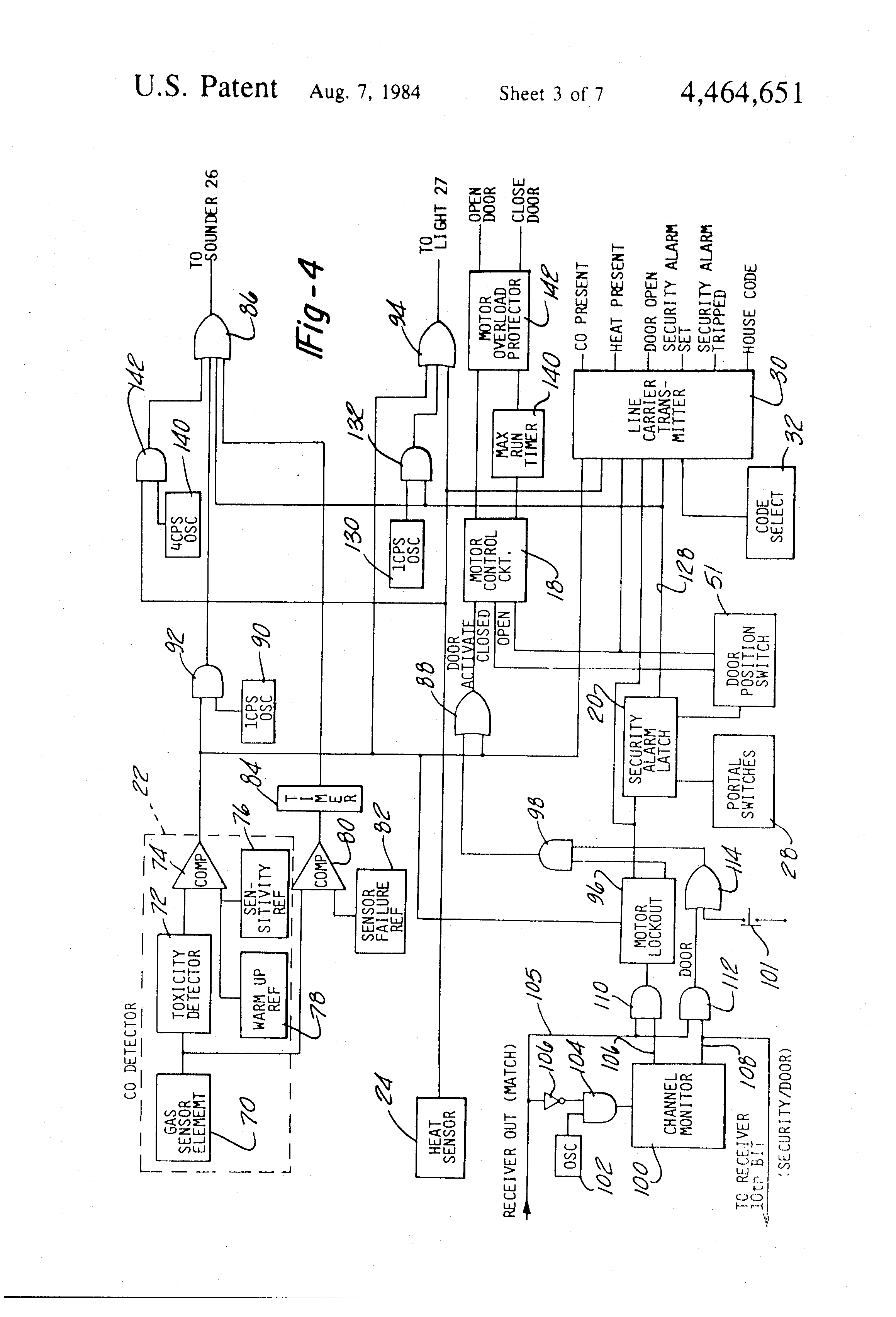 Patent Us4464651 Home Security And Garage Door Operator System Patent Drawing