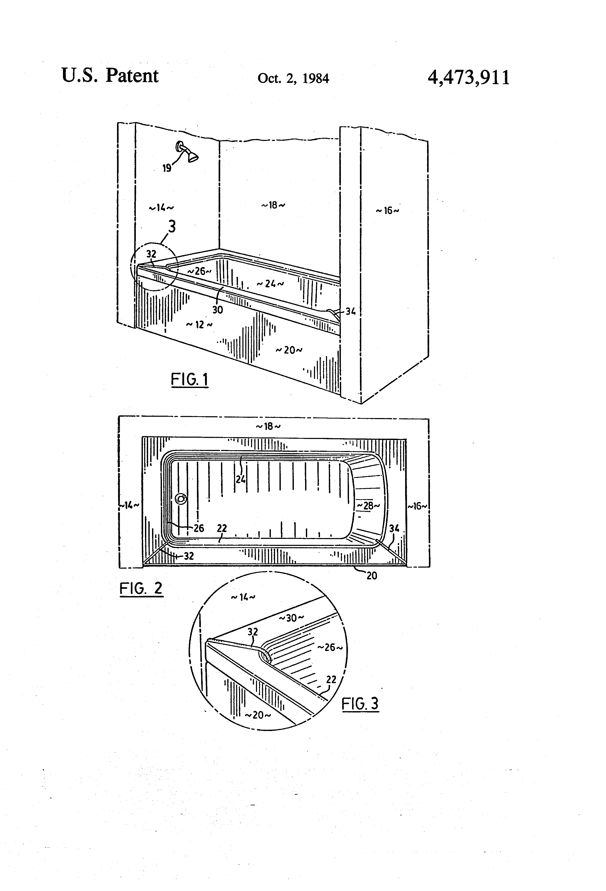 Patent Us4473911 Bathtub Rim Water Dam Google Patents Patent Drawing