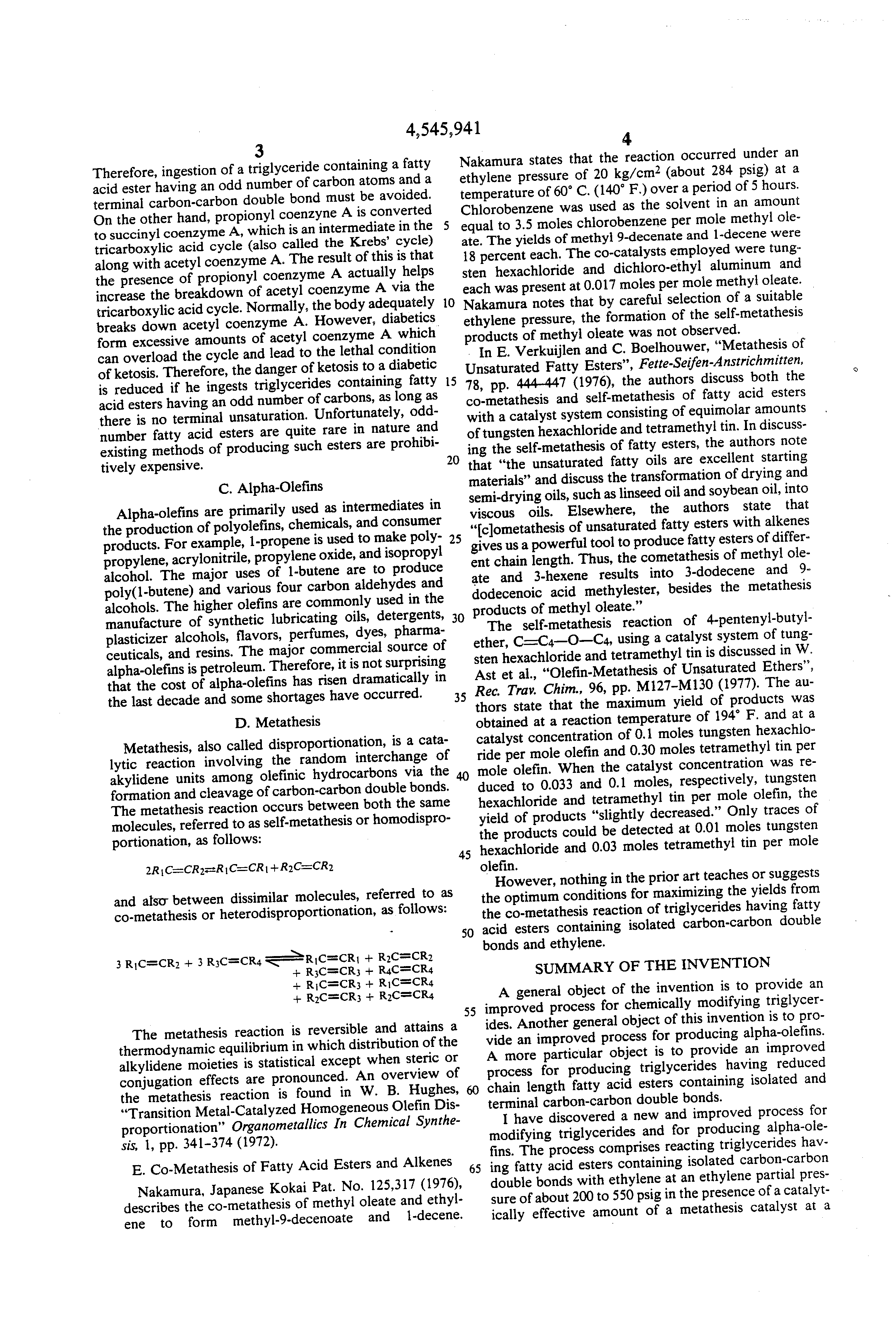 Metathesis reactions of fatty acid esters