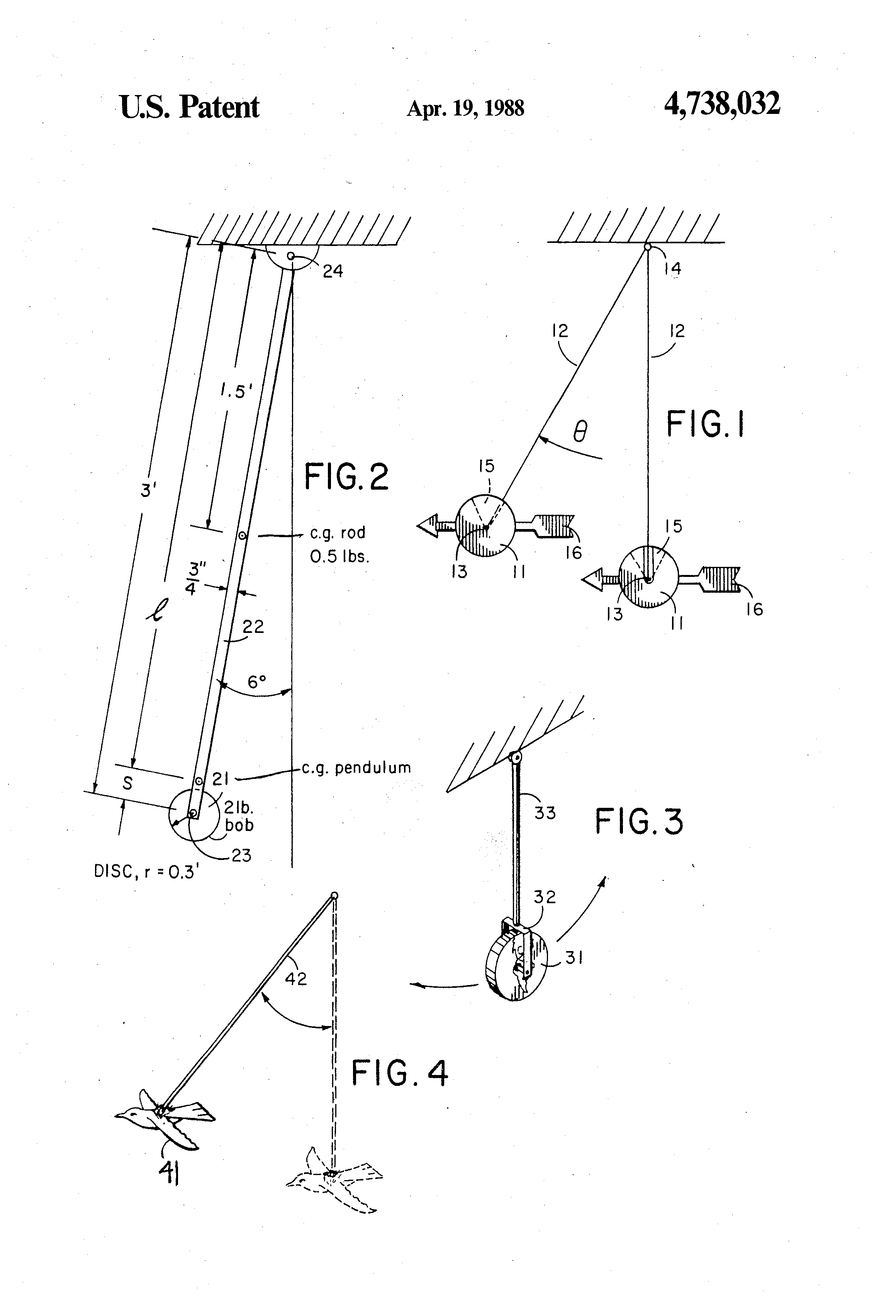 Patent Us4738032 Inertial Pendulum Google Patents Patent Drawing