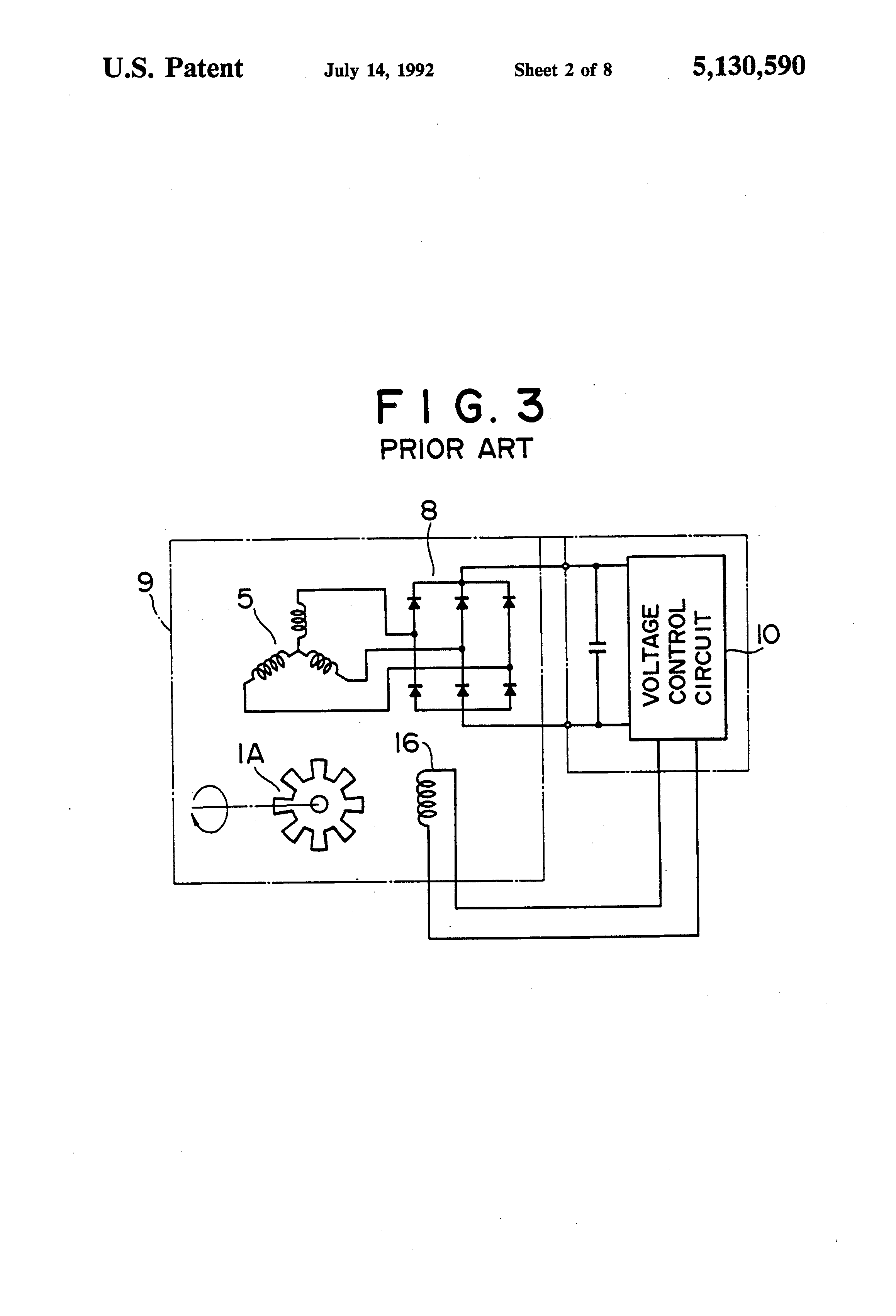 patent us5130590 brushless generator regulated by second rotor