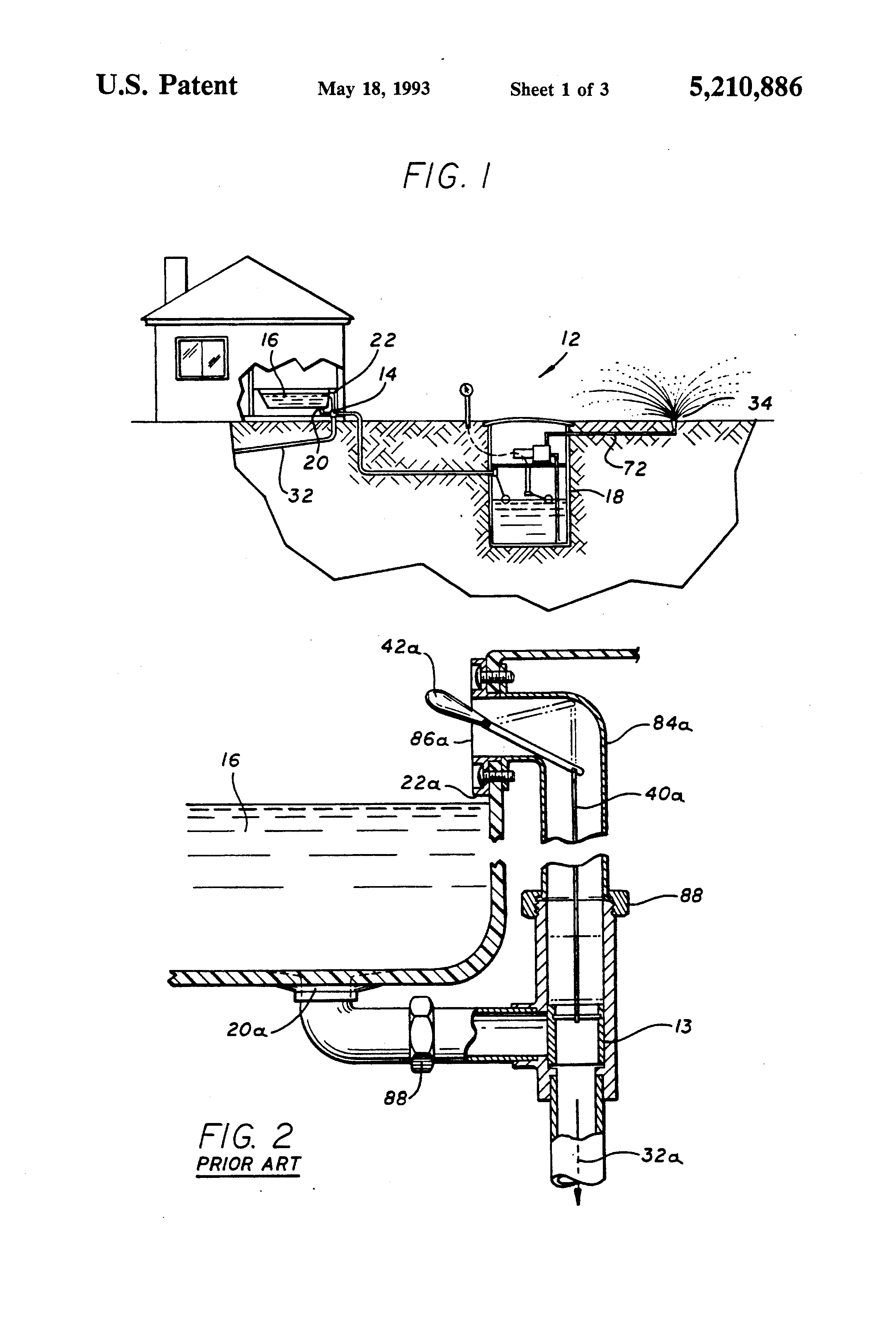 Patent Us5210886 Dual Bathtub Drain Valve For Water Patent Drawing