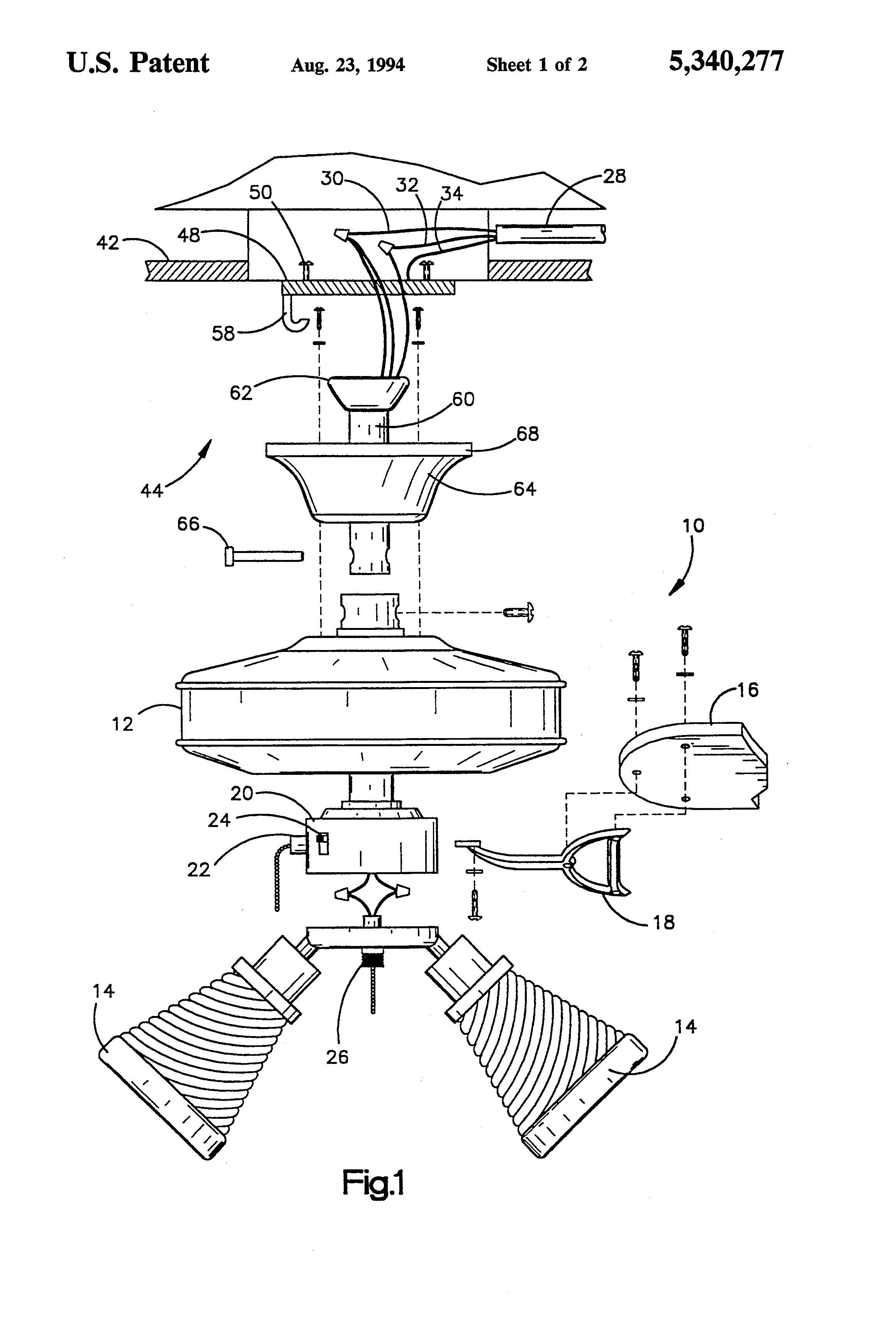 Patent Us5340277 Controller For Remote Control Ceiling Fan Patent Drawing