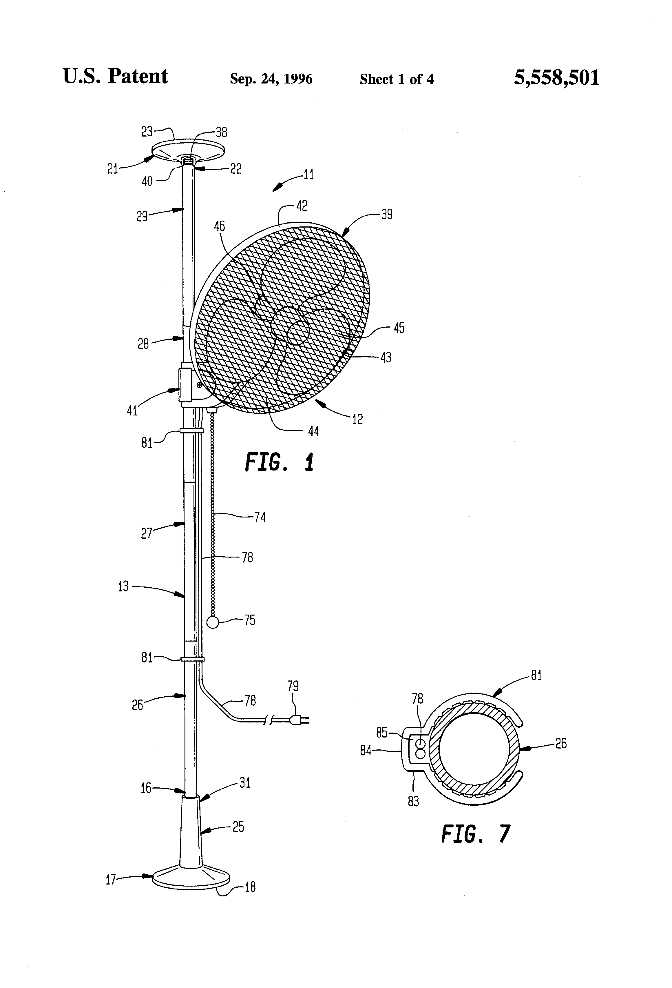 Patent Us5558501 Portable Ceiling Fan Google Patents Patent Drawing