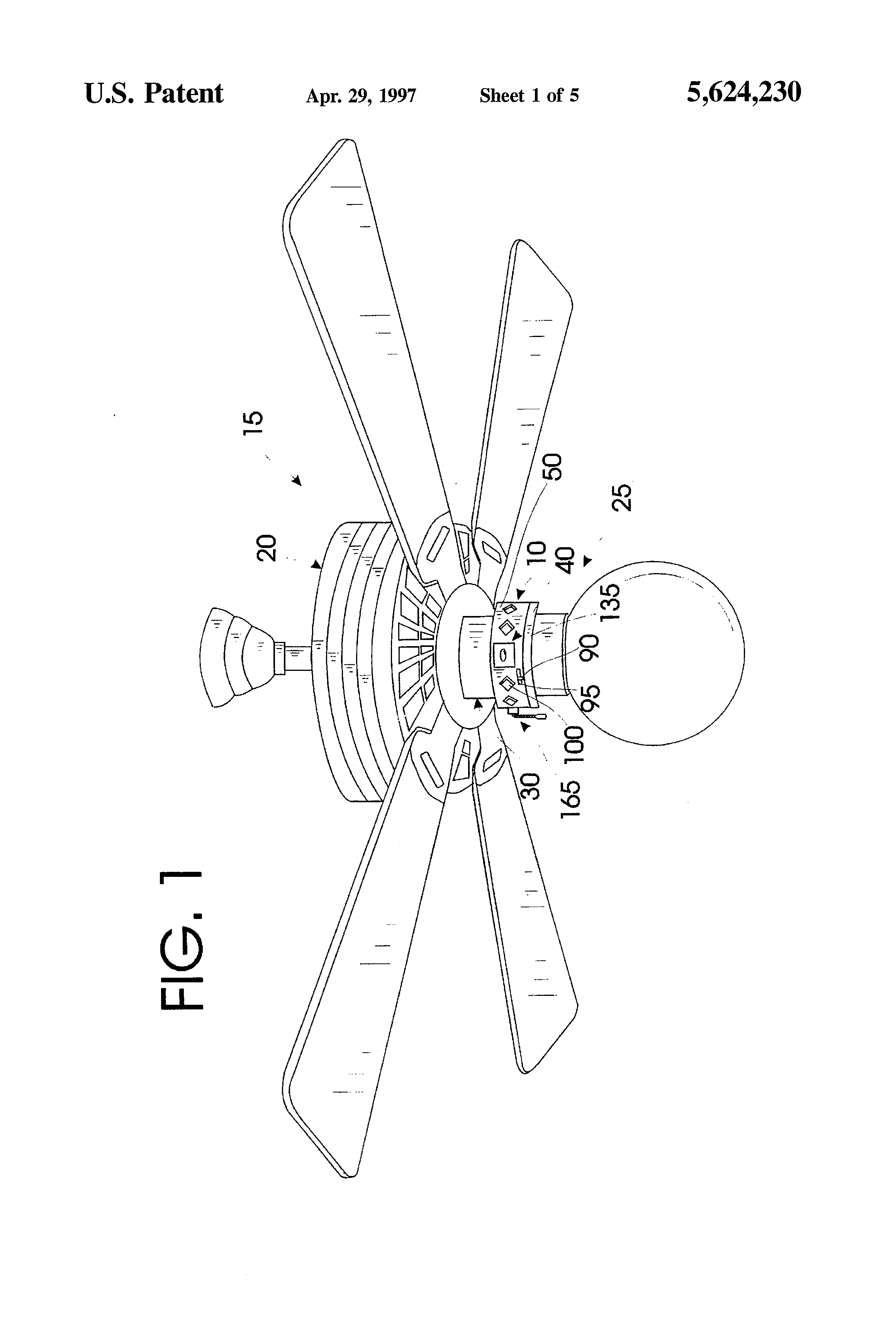 Patent Us5624230 Ceiling Fan Air Freshener Diffusion Device Patent Drawing