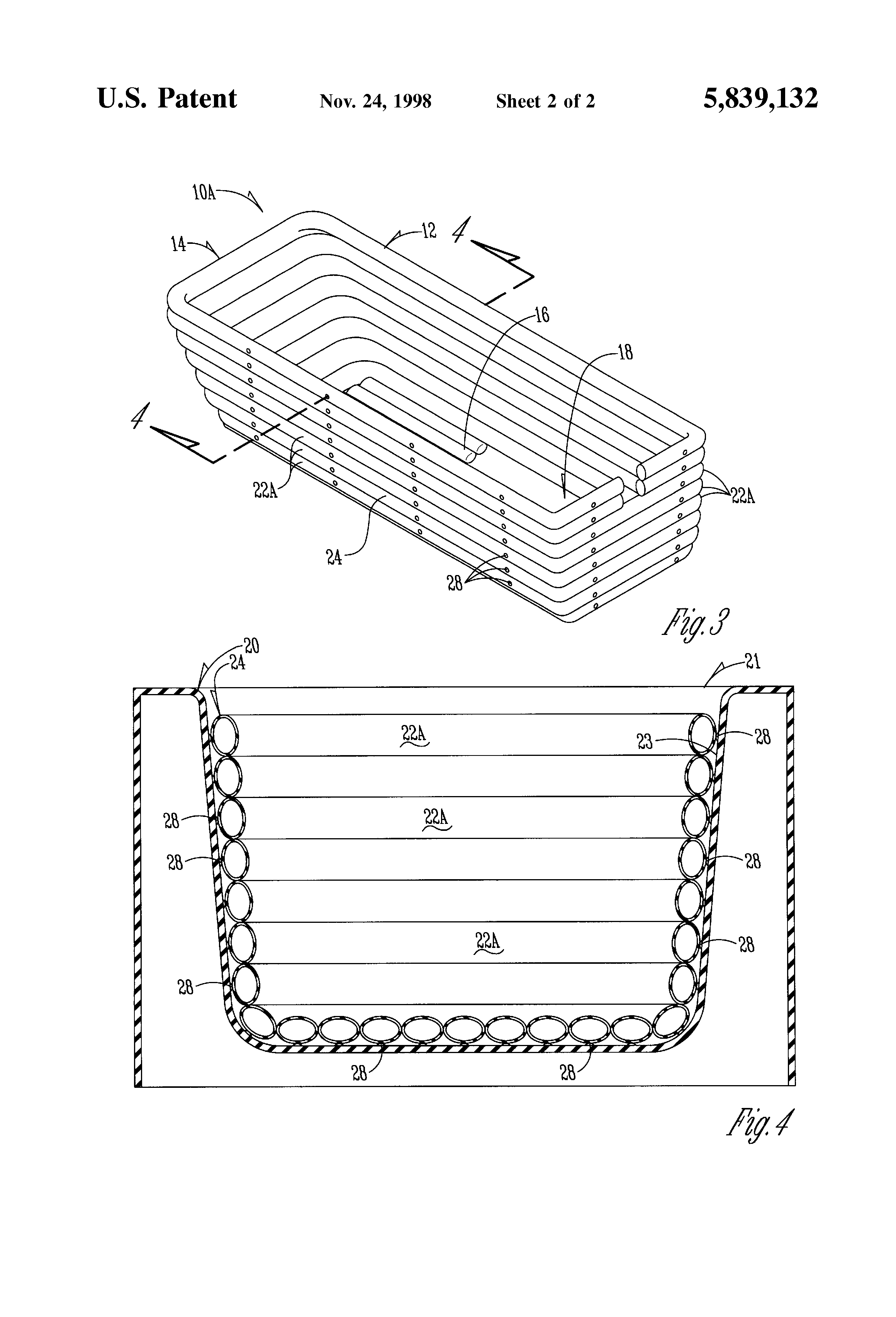 Patent Us5839132 Inflatable Bathtub Liner Google Patents Patent Drawing