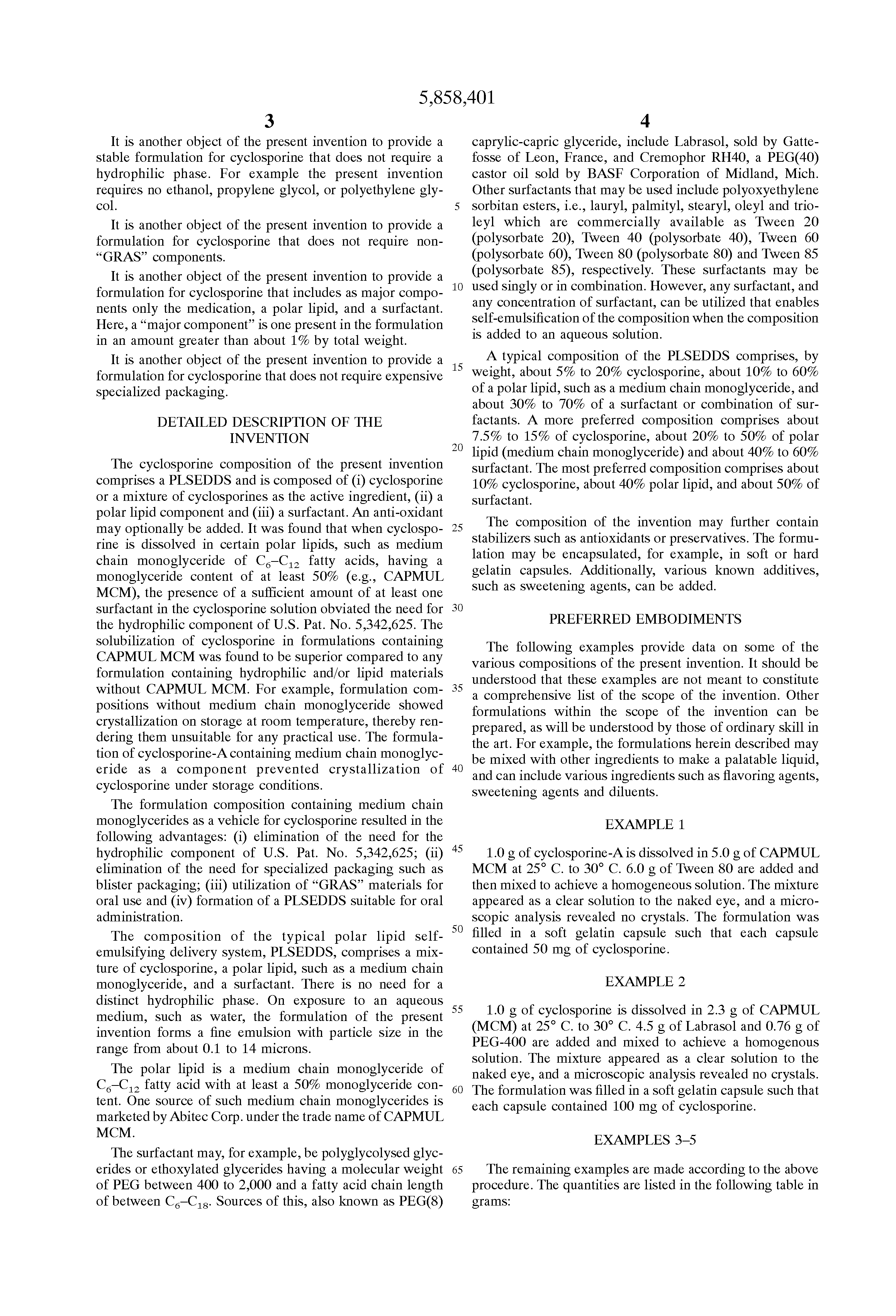 Patent US5858401 - Pharmaceutical composition for Patent US5858401 - Pharmaceutical composition for