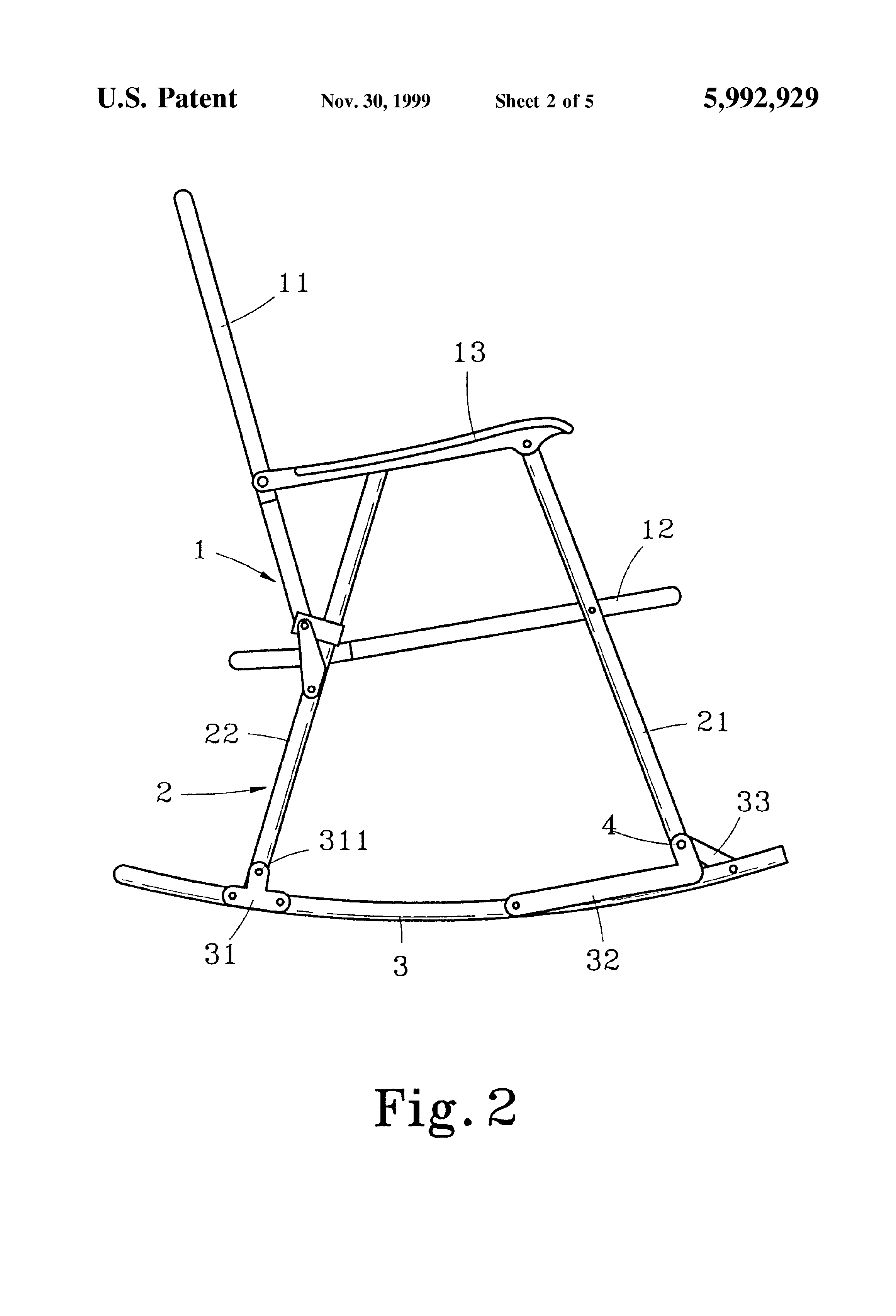 Patent US Folding collapsible rocking chair