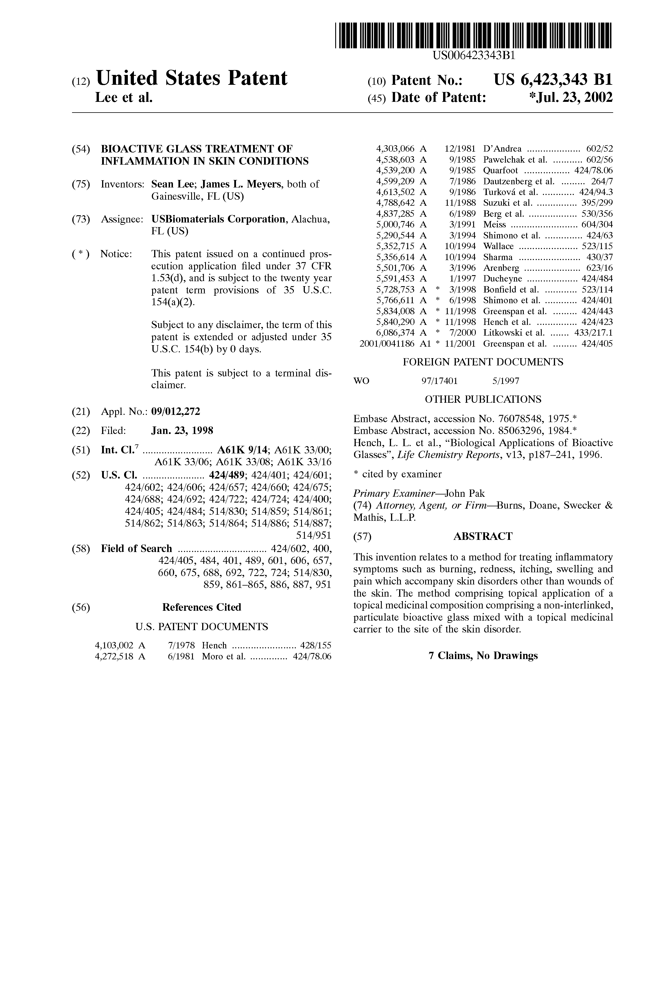 Bioactive Glass Inflammation Bioactive Glass Inflammation