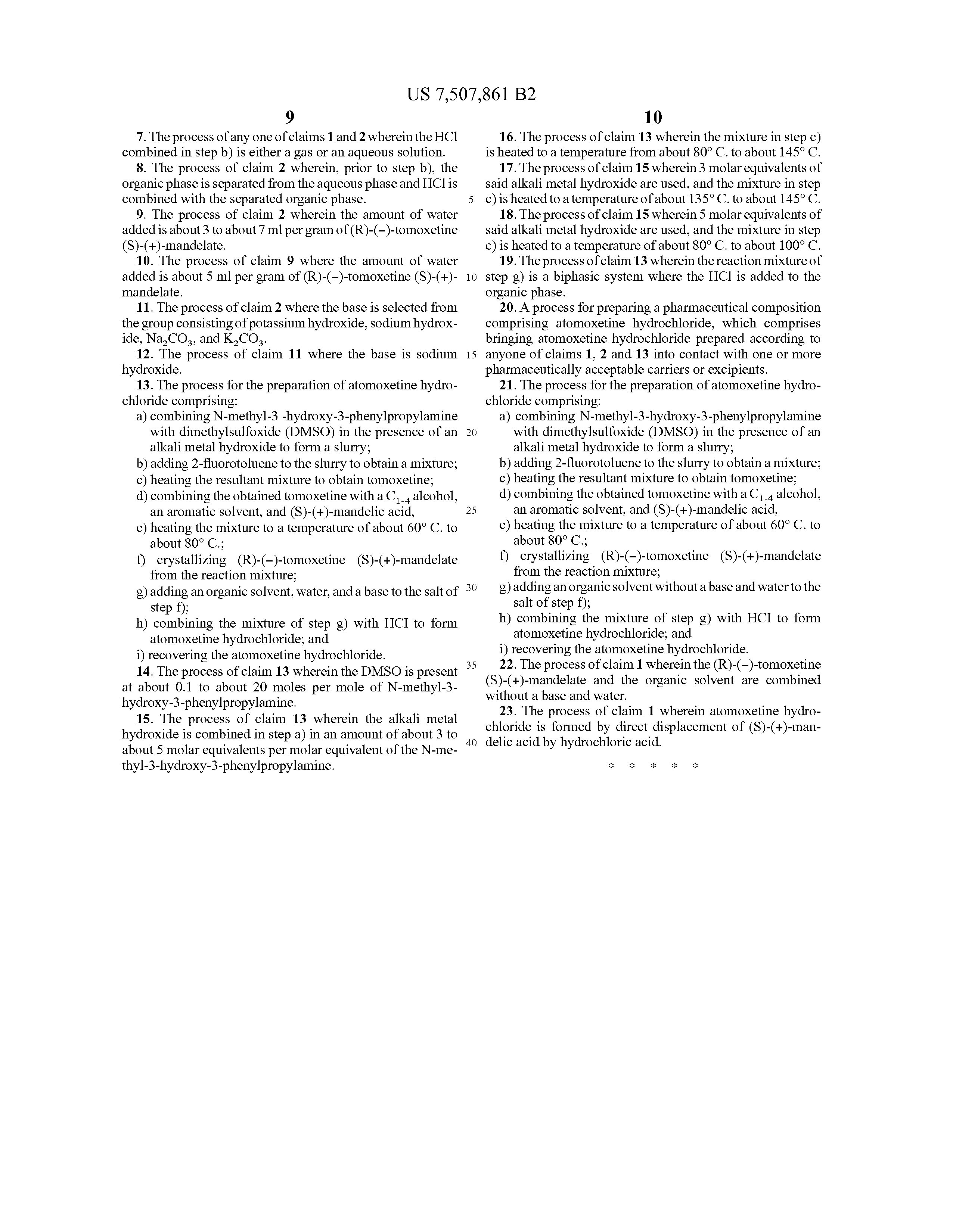 Atomoxetine Hydrochloride Patent