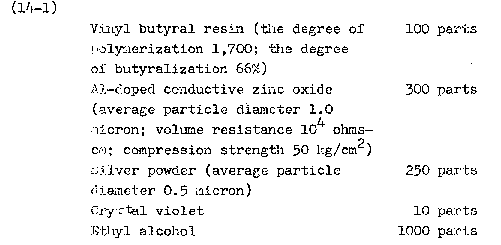 the saic conditions as in example 1, (1-4) using the resulting