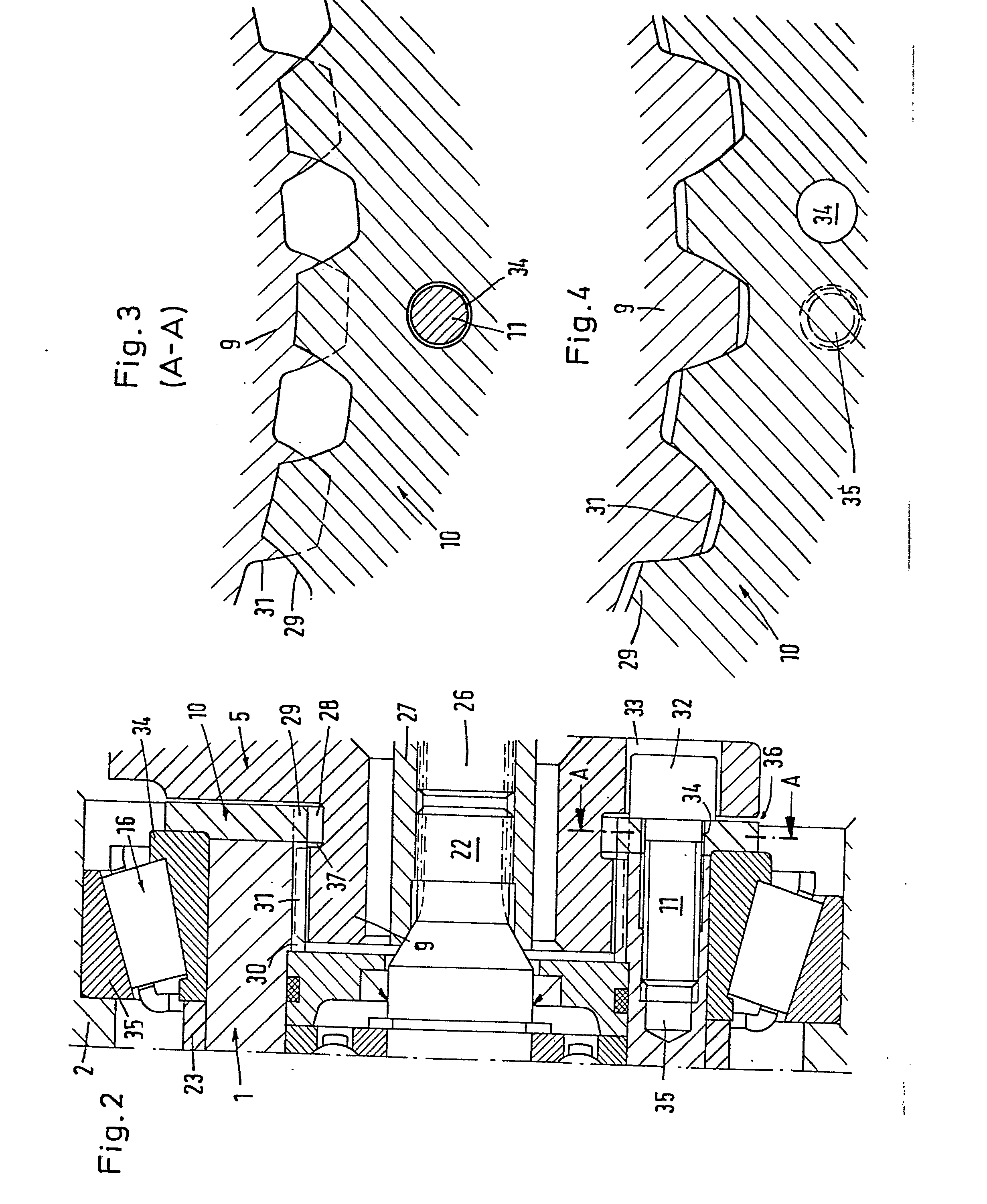 non-rotary connection of an axially movable planet