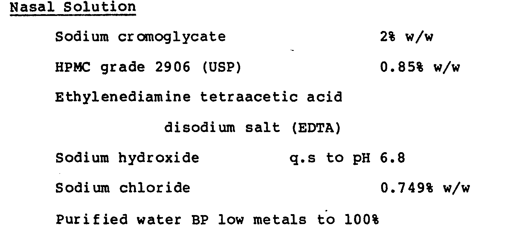 aqueous composition containing sodium cromoglycate