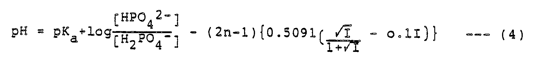 Patent Ep0362032a2 Calibration Solution And Method Where I Ionic Strength ½Σzi² Ci Pka Dissociation Constant Of Phosp Zi Ion Valency Mol Concentration