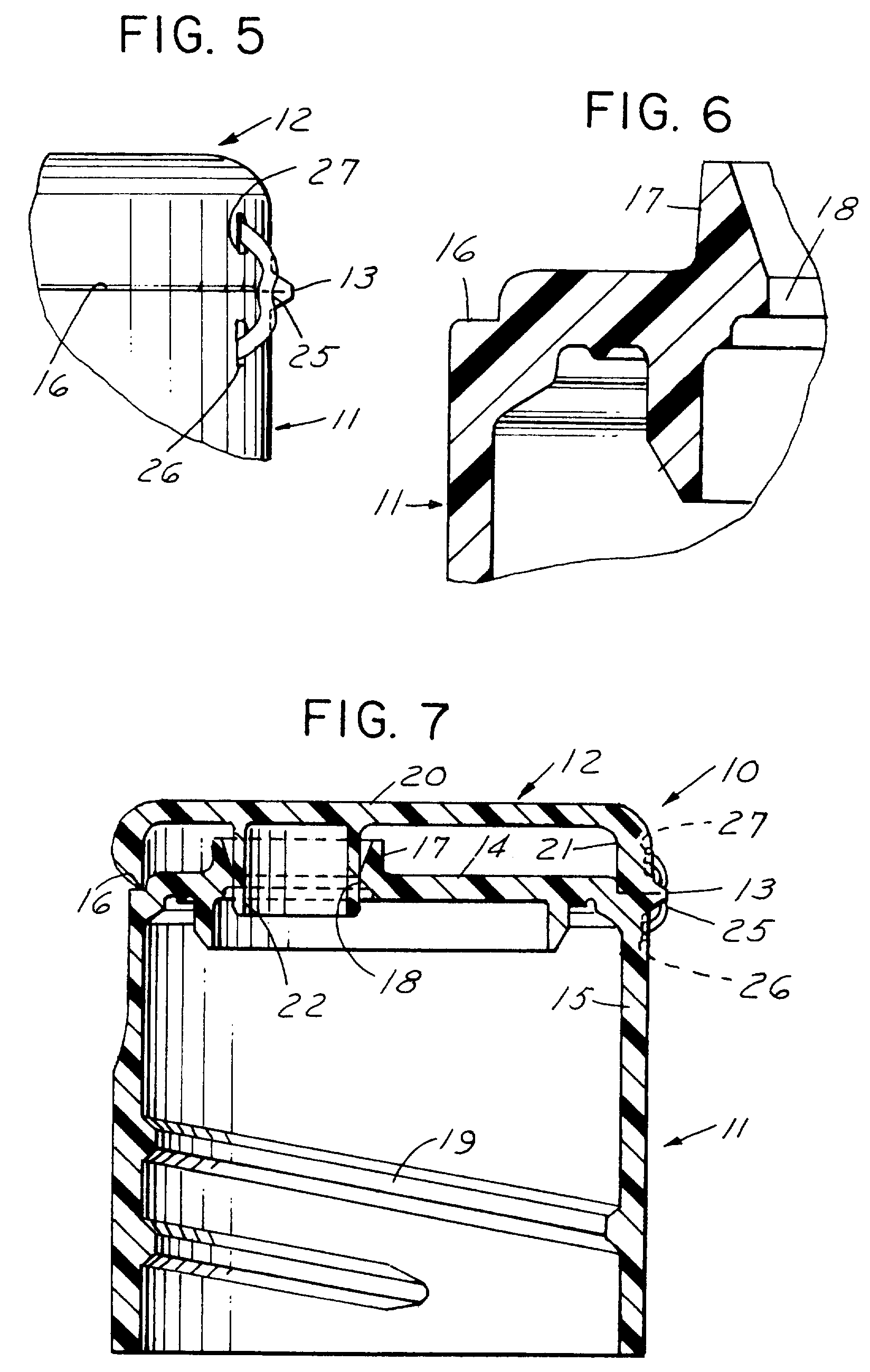 closure with snap-type hinge cap