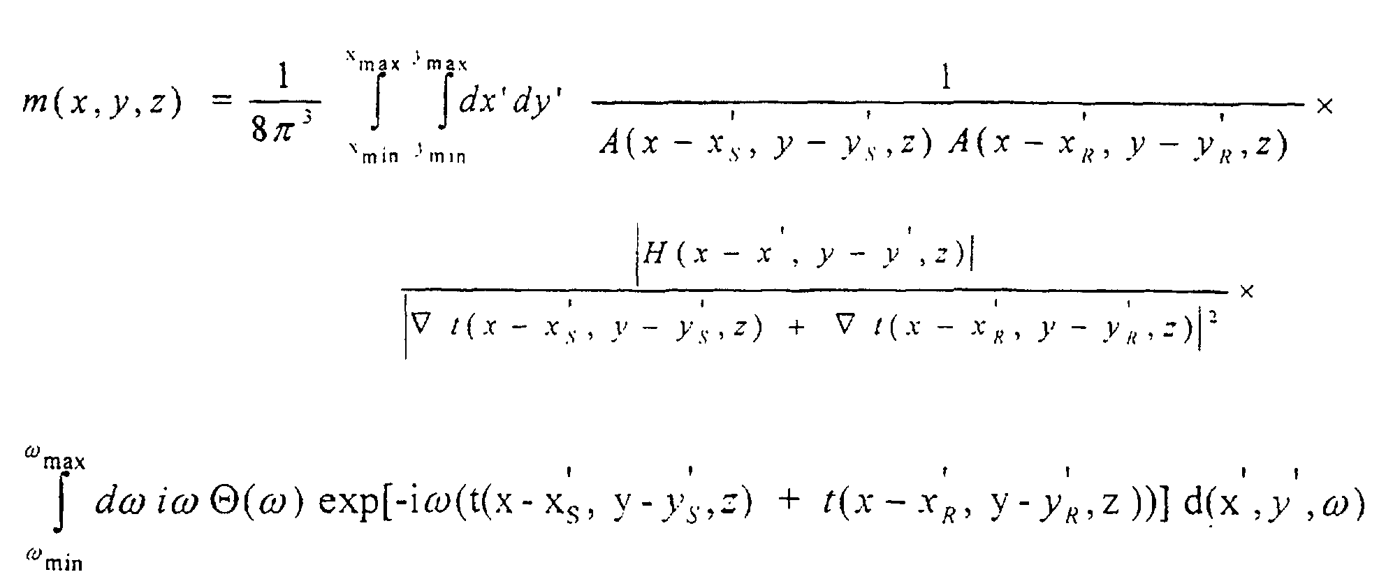 Patent Ep1047957b1 Method Of Prestack 3 D Migration Google Patents With The Travel Time Function T Being Similarly Modified In Defining Equation For H Now If Variables Of Integration X And Y