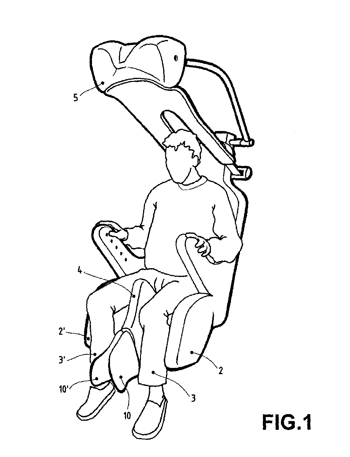 device for immobilizing the legs of a passenger in a seat