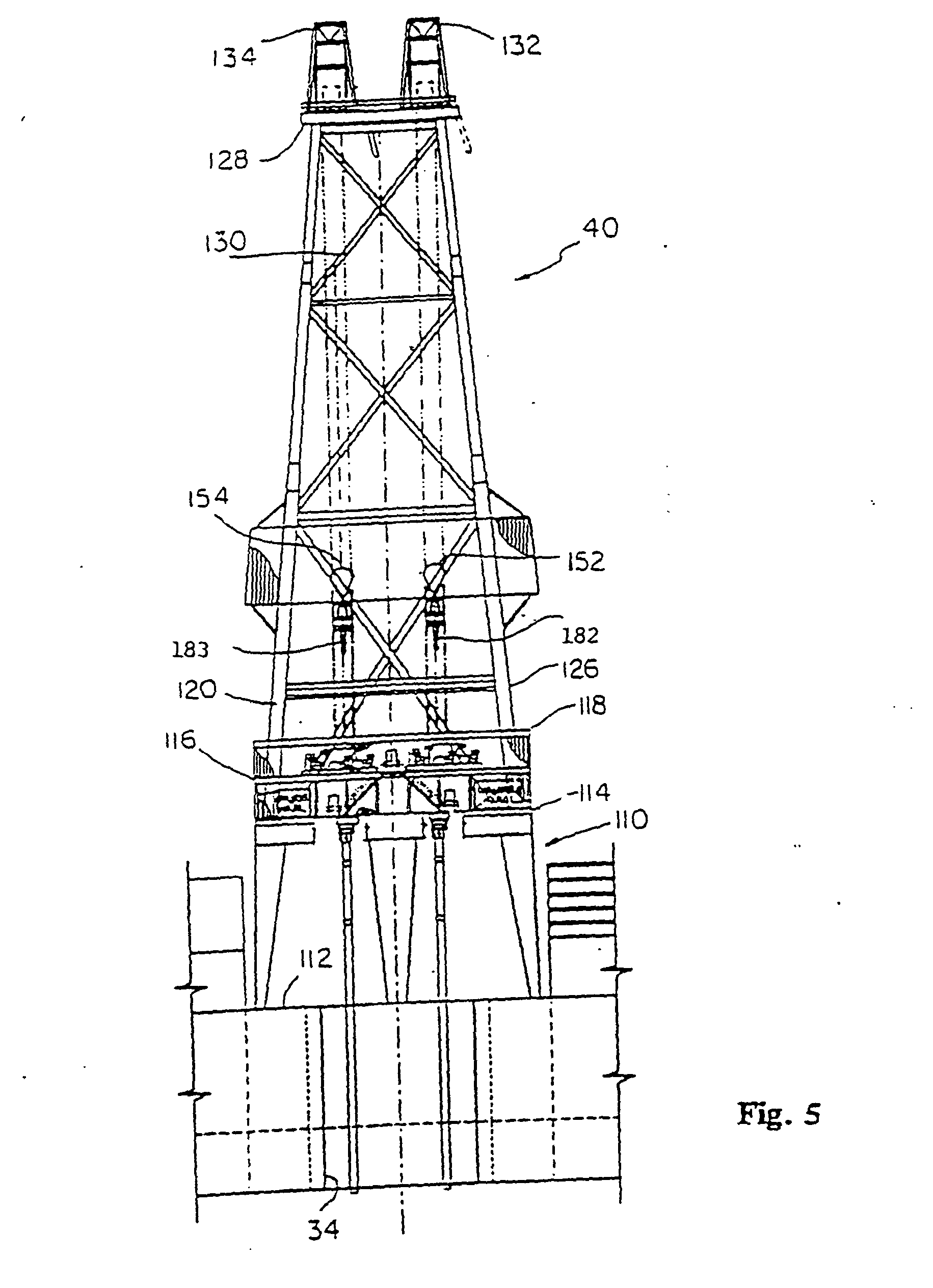 Patent EP1277913B1 Drillship or semisubmersible and multiactivity