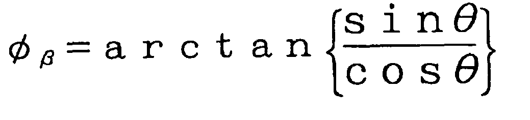 β = arctan { sin θ cos θ }