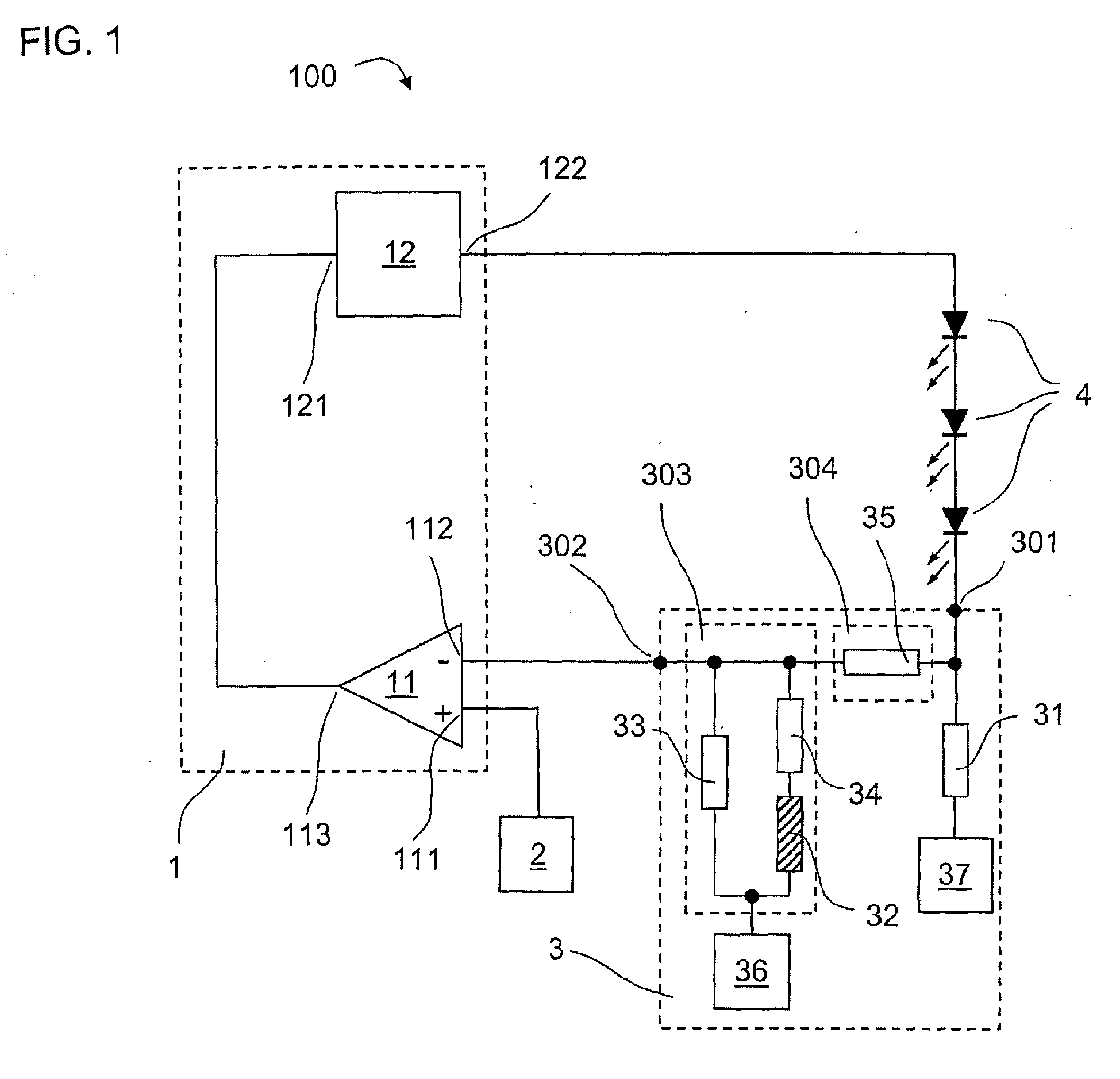 Patent EP1874097A1 - LED circuit with current control - Google Patents