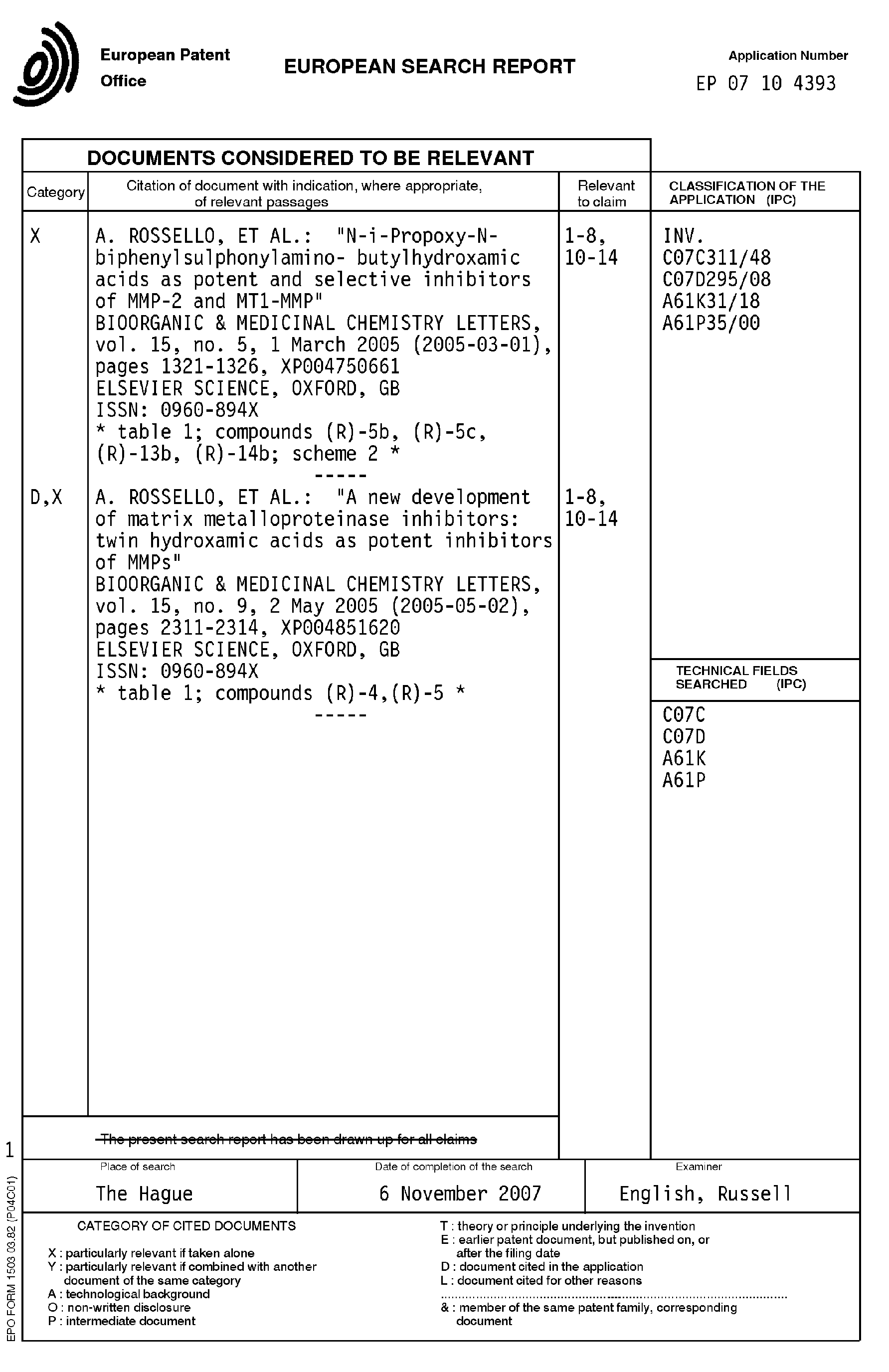 Patent EP A1 pounds having aryl sulphonamidic structure Patent EP A1 pounds having aryl sulphonamidic structure