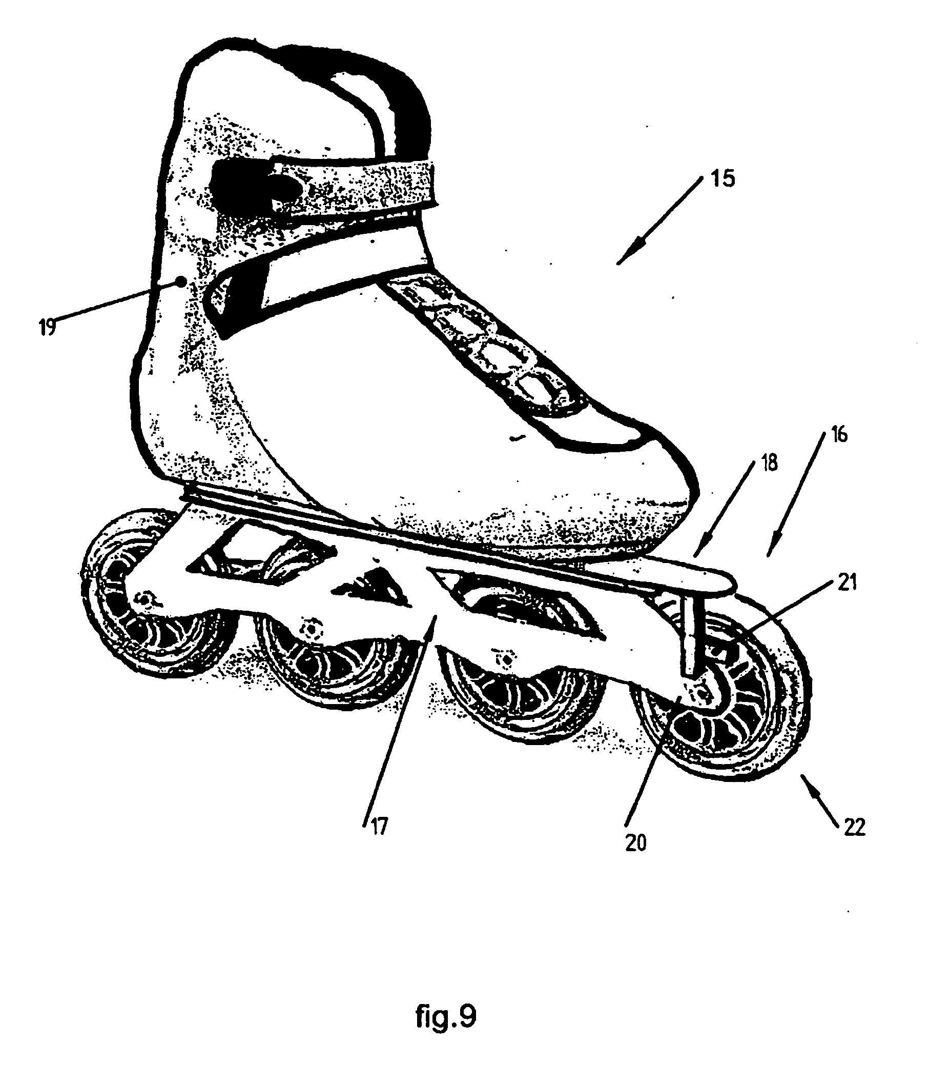 rollerski or skate with braking system and method