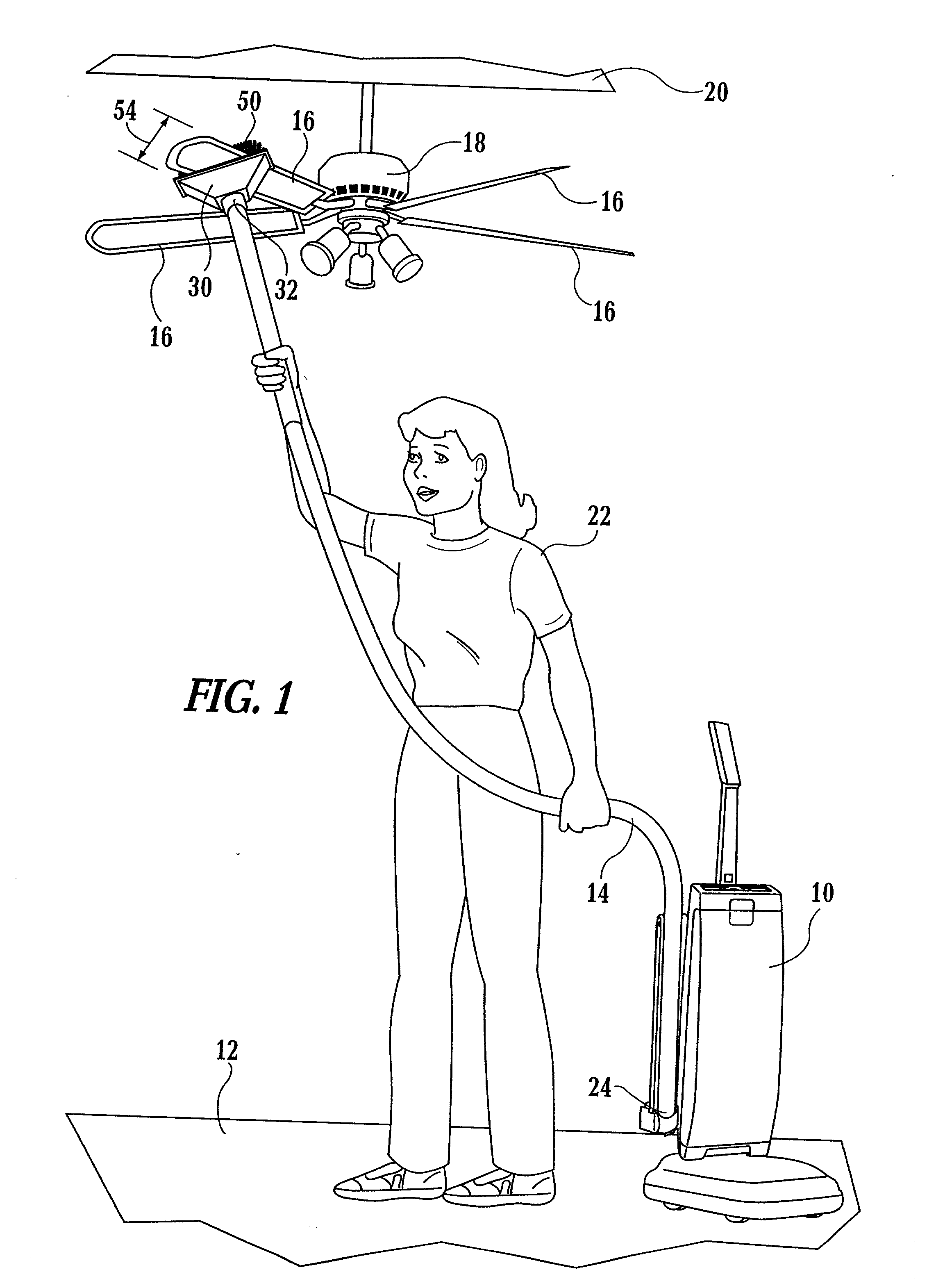 Patent Us20030167592 Vacuum Assisted Ceiling Fan Blade Cleaner Patent Drawing