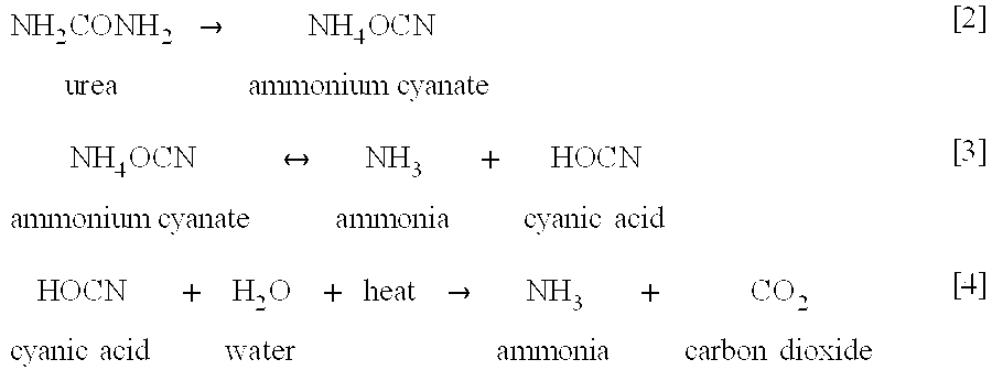 us20040208813a1 apparatus for quantitatively converting urea to ammonium cyanate reacts to form urea at 65
