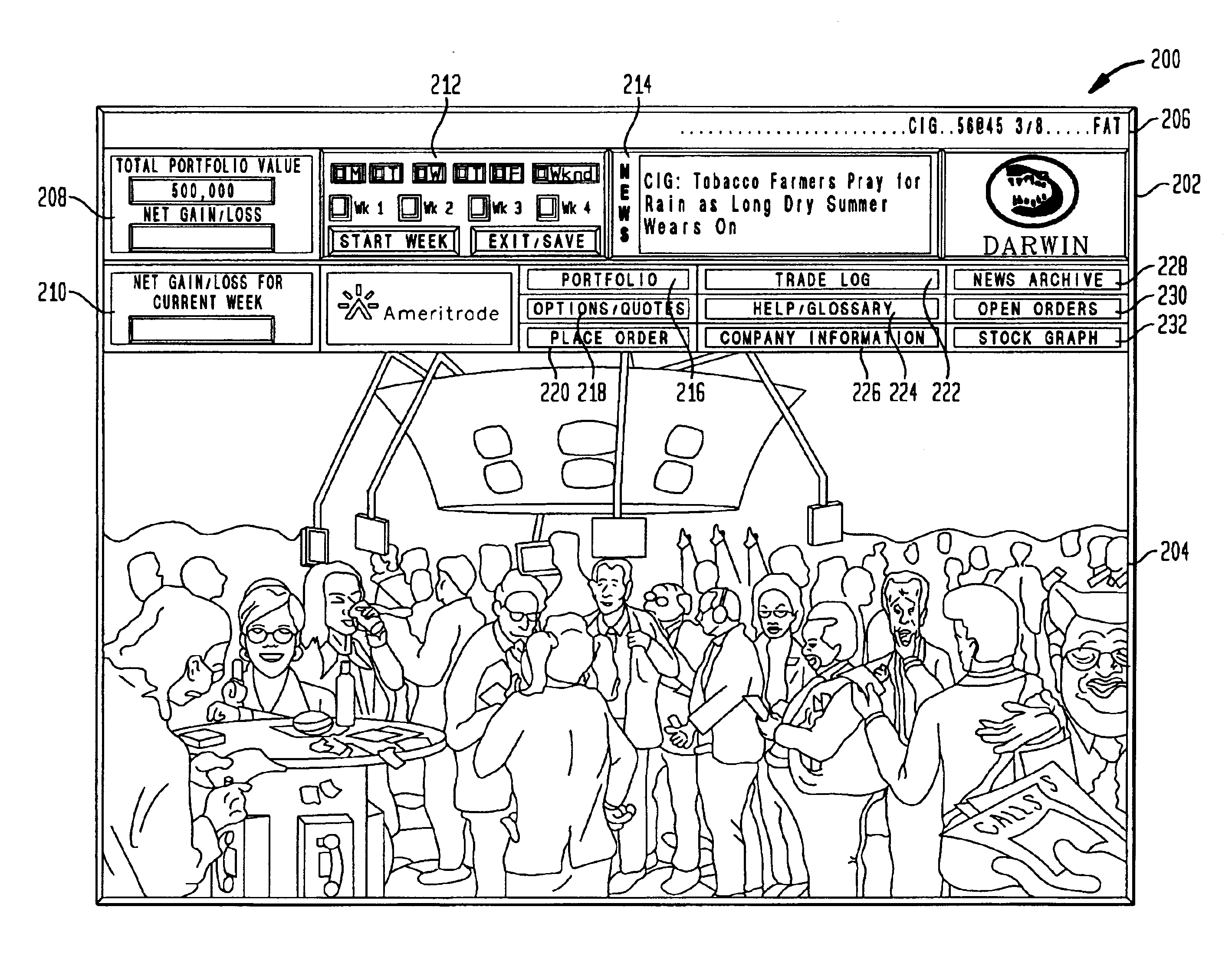 Stock options trading game