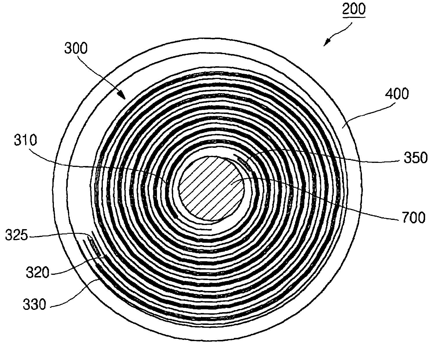 Patent US7442465 Jellyroll type electrode assembly, lithium secondary battery having the
