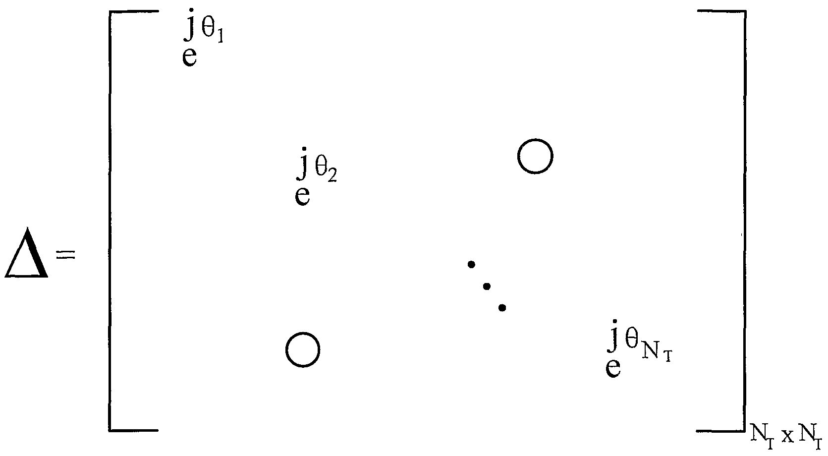 medium of claim 25, wherein said unitary diagonal square matrix