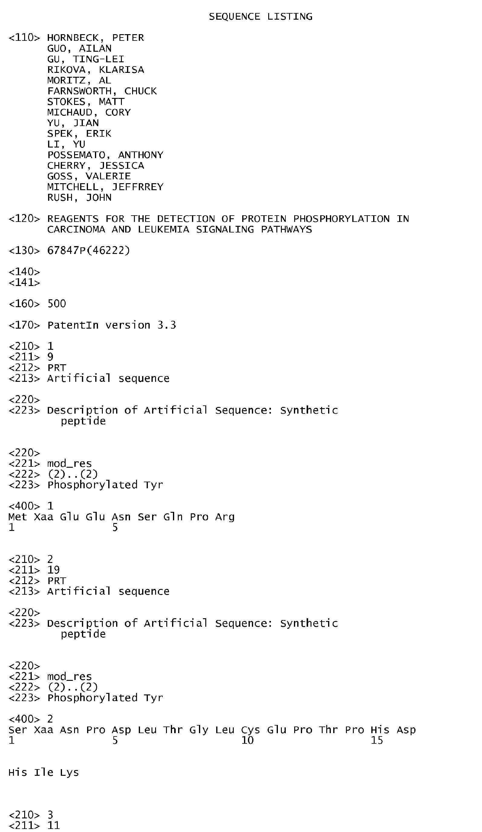 EP A2 Tyrosine phosphorylation sites and antibo s specific Figure imgb0002