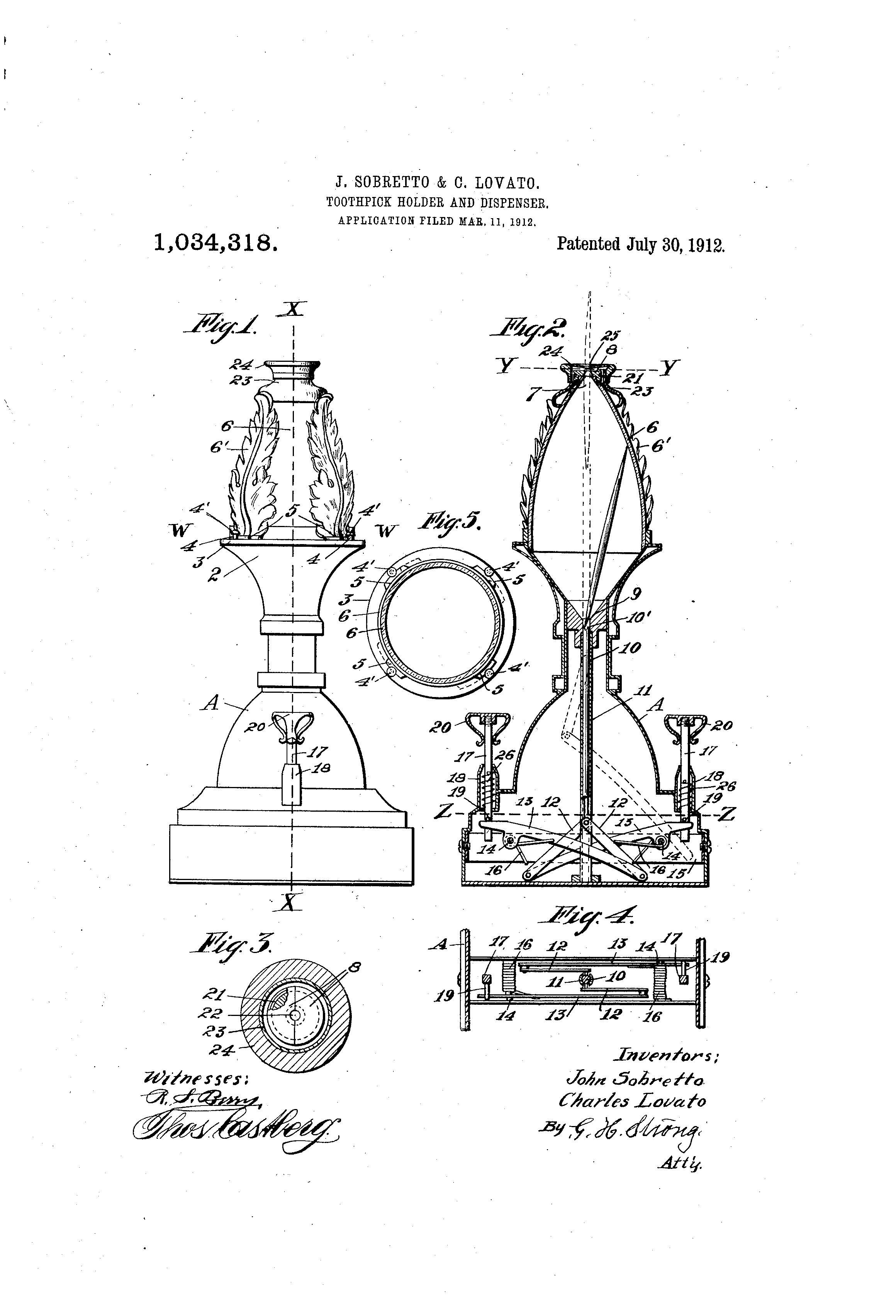 Patent US1034318 Toothpick holder and dispenser. Google Patents