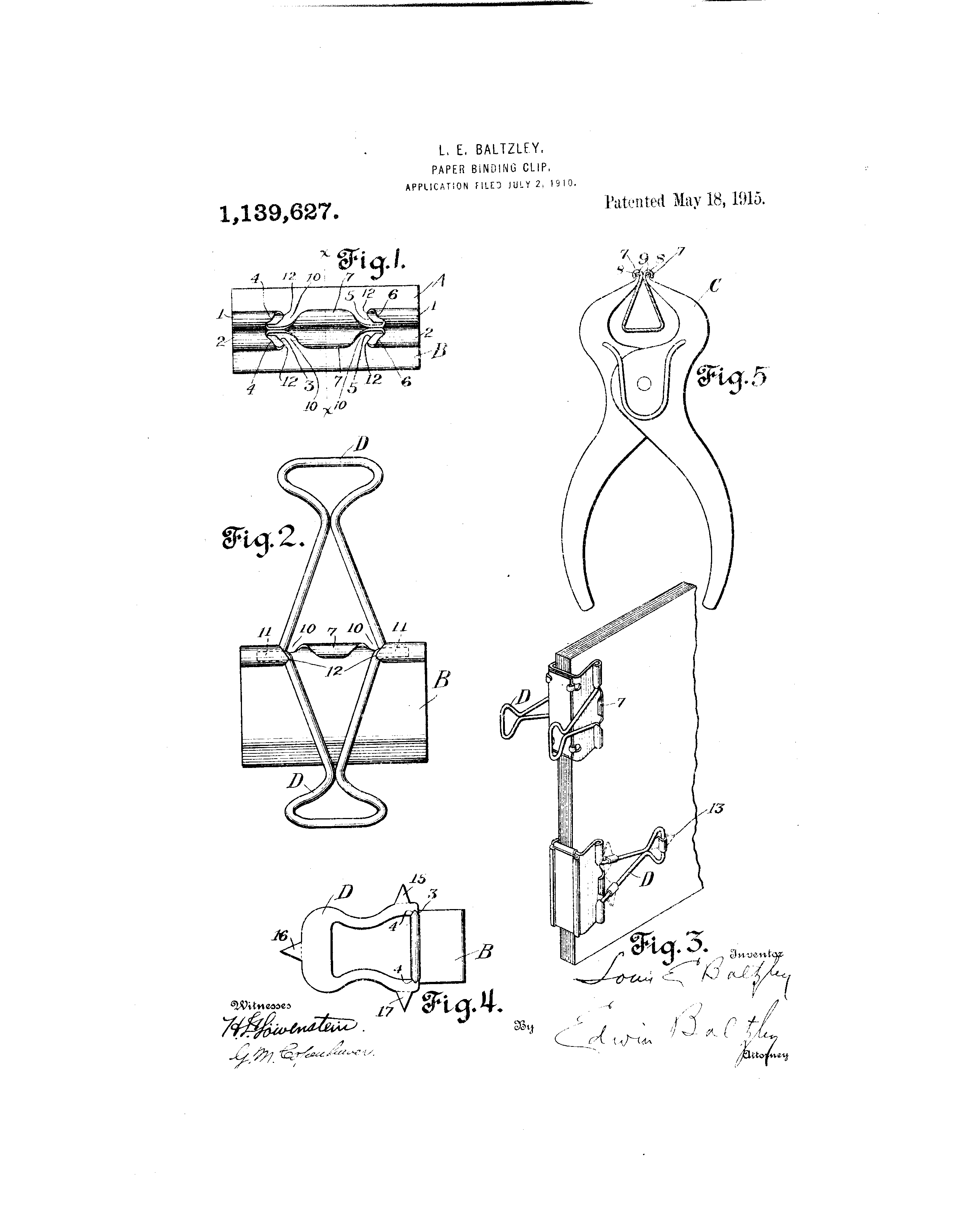 Patent US1139627 Paperbinding clip. Google Patents