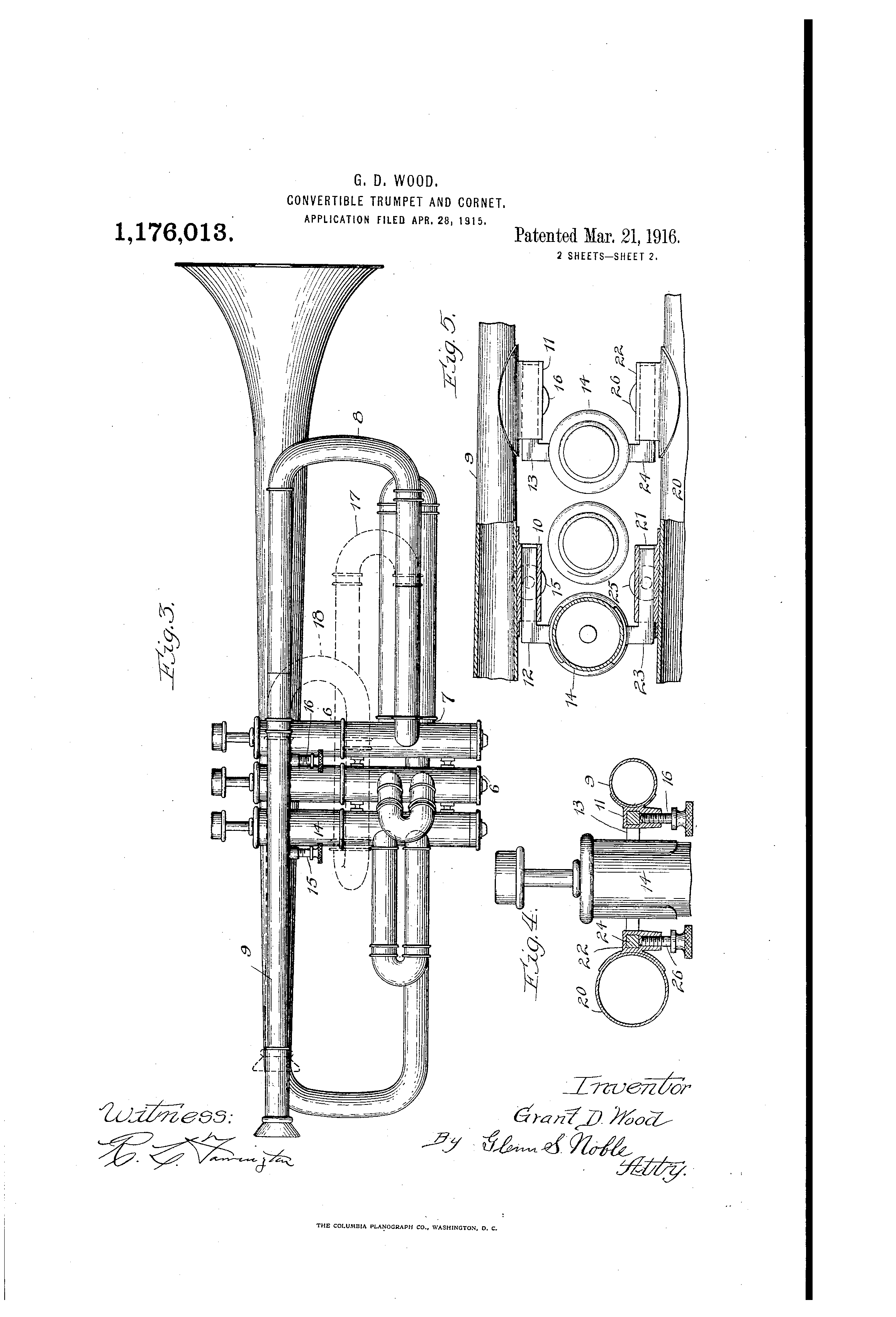 Patent US1176013 Convertible trumpet and Google Patents