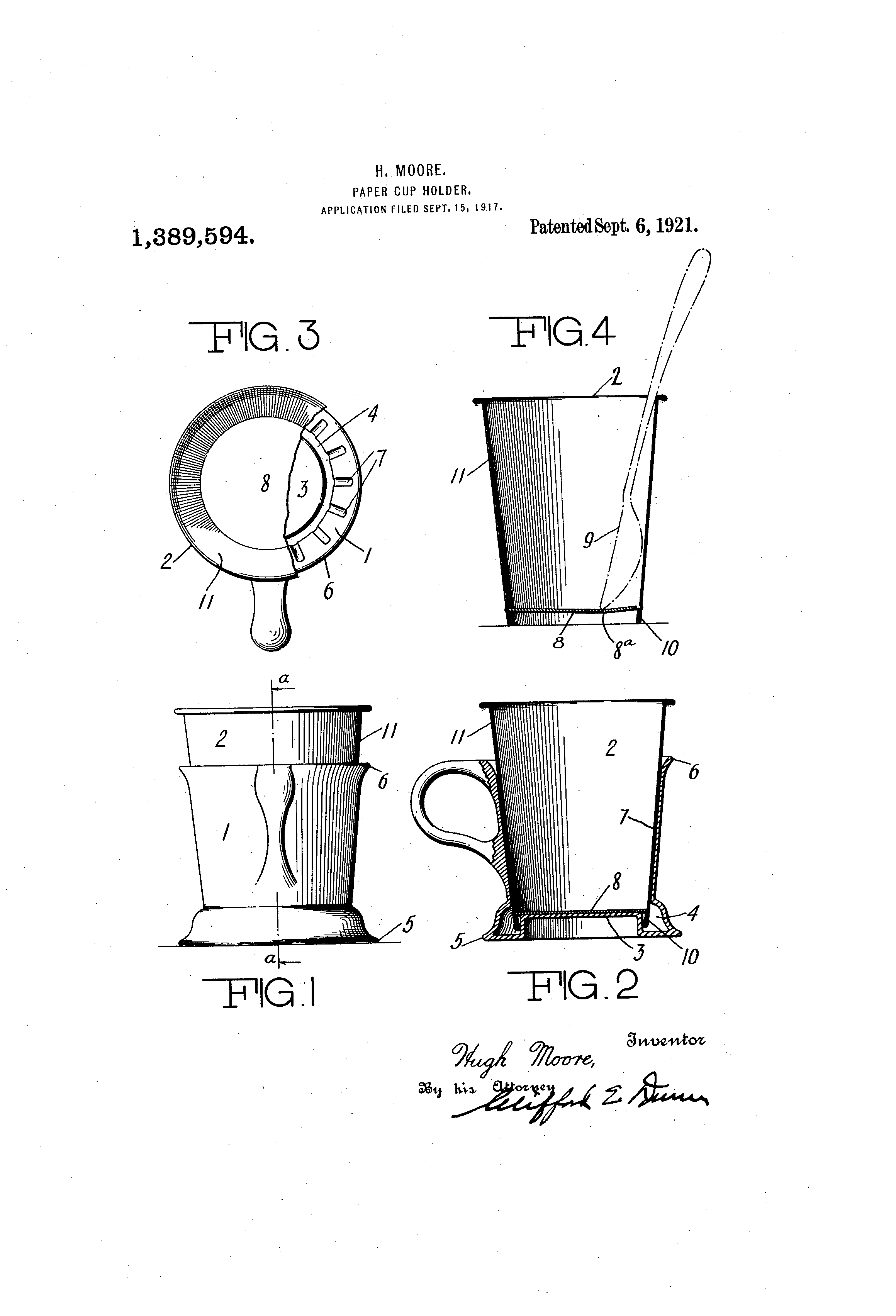Patent US1389594 Papercup holder Google Patents