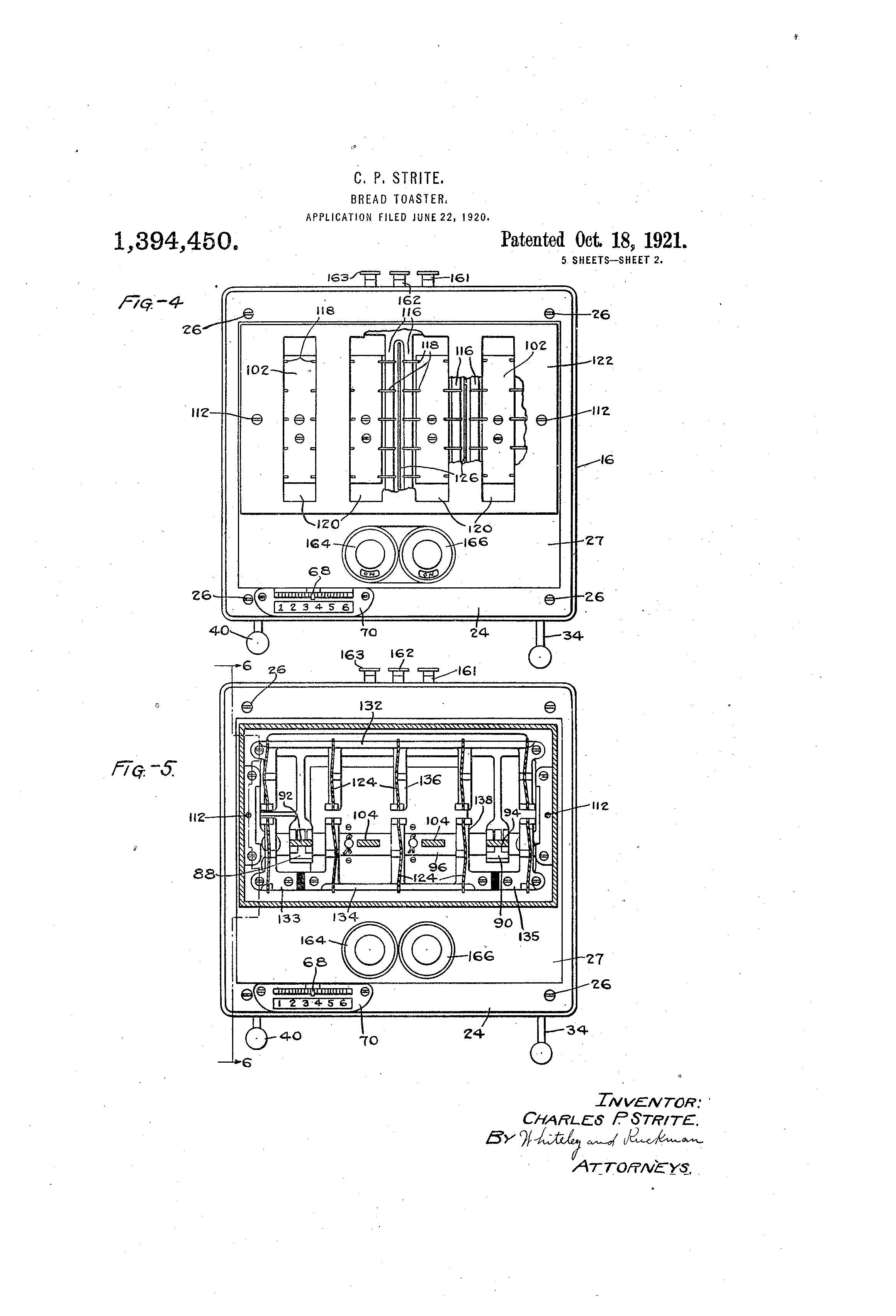 Patent US1394450 Breadtoaster Google Patents