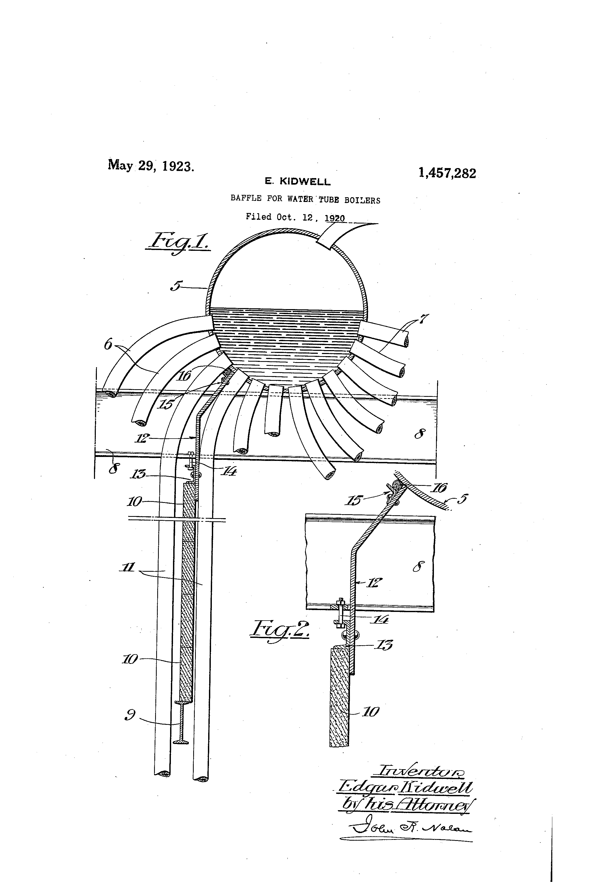 Patent US1457282 Baffle for watertube boilers Google Patents