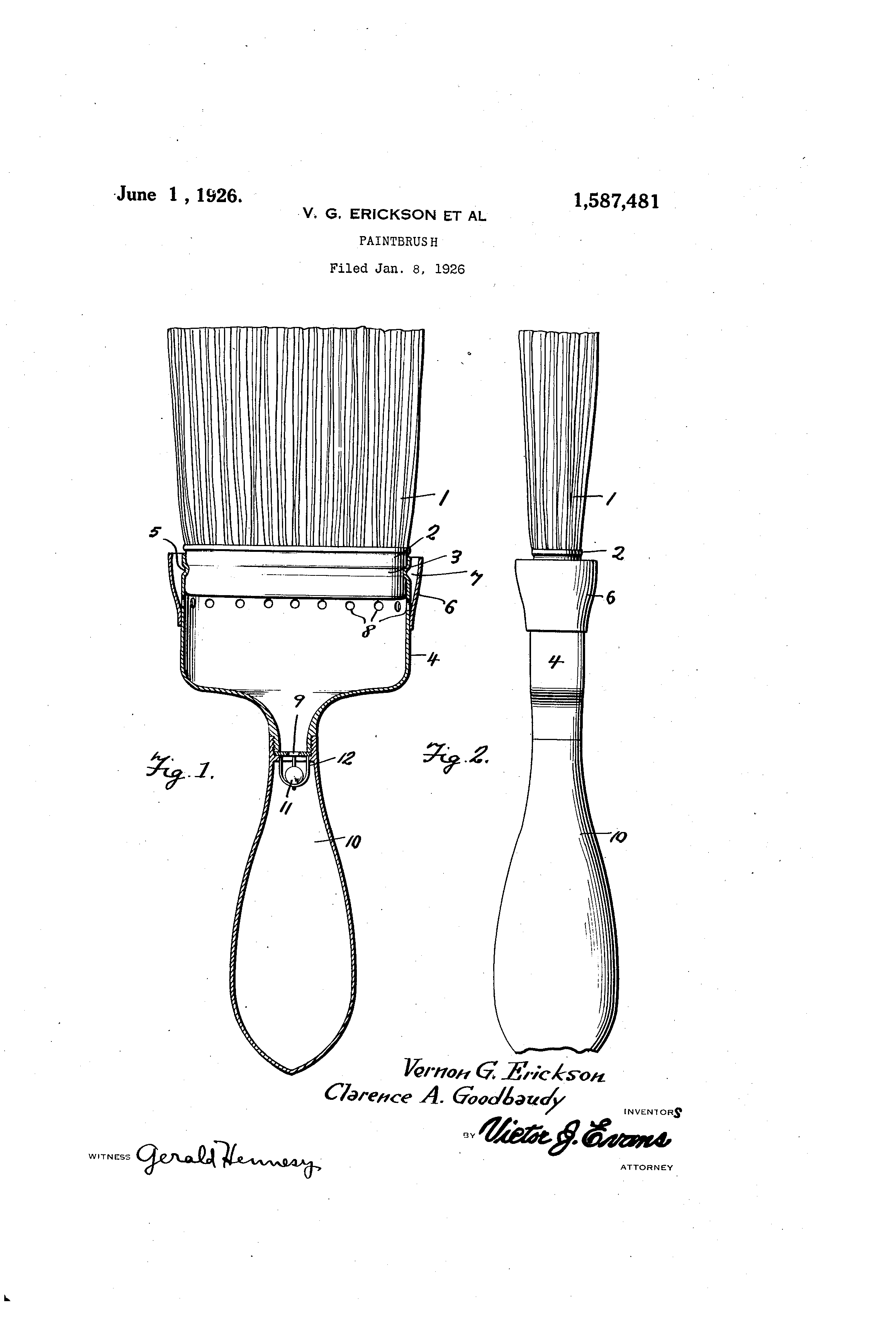 Patent US1587481 Paintbrush Google Patents